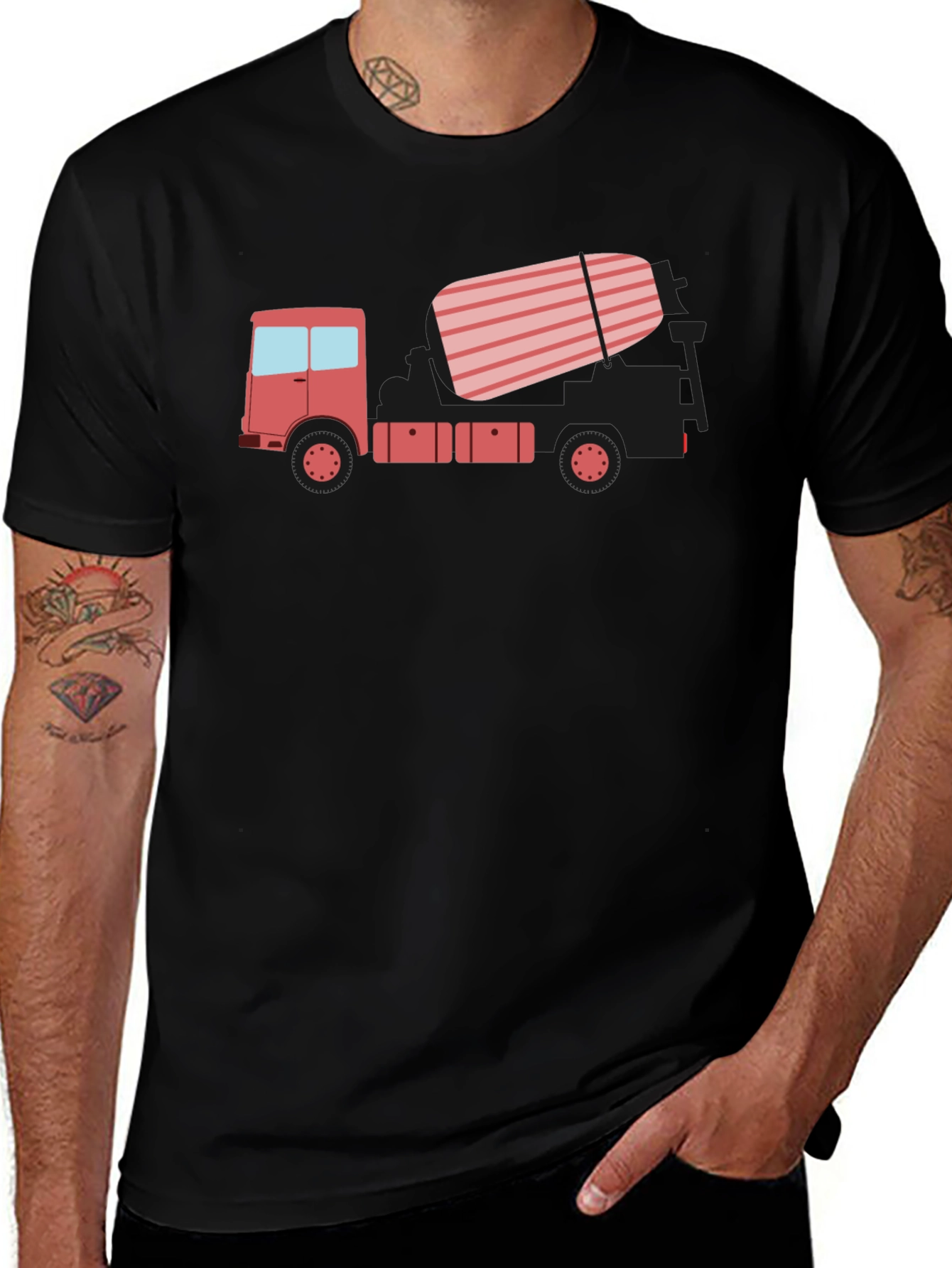 Concrete Truck Graphic Tee - Black Casual T-Shirt
