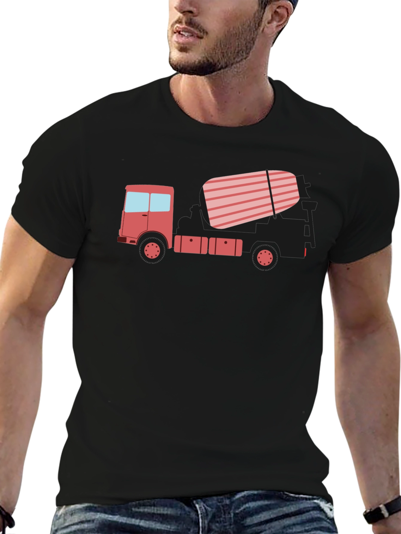 Concrete Truck Graphic Tee - Black Casual T-Shirt