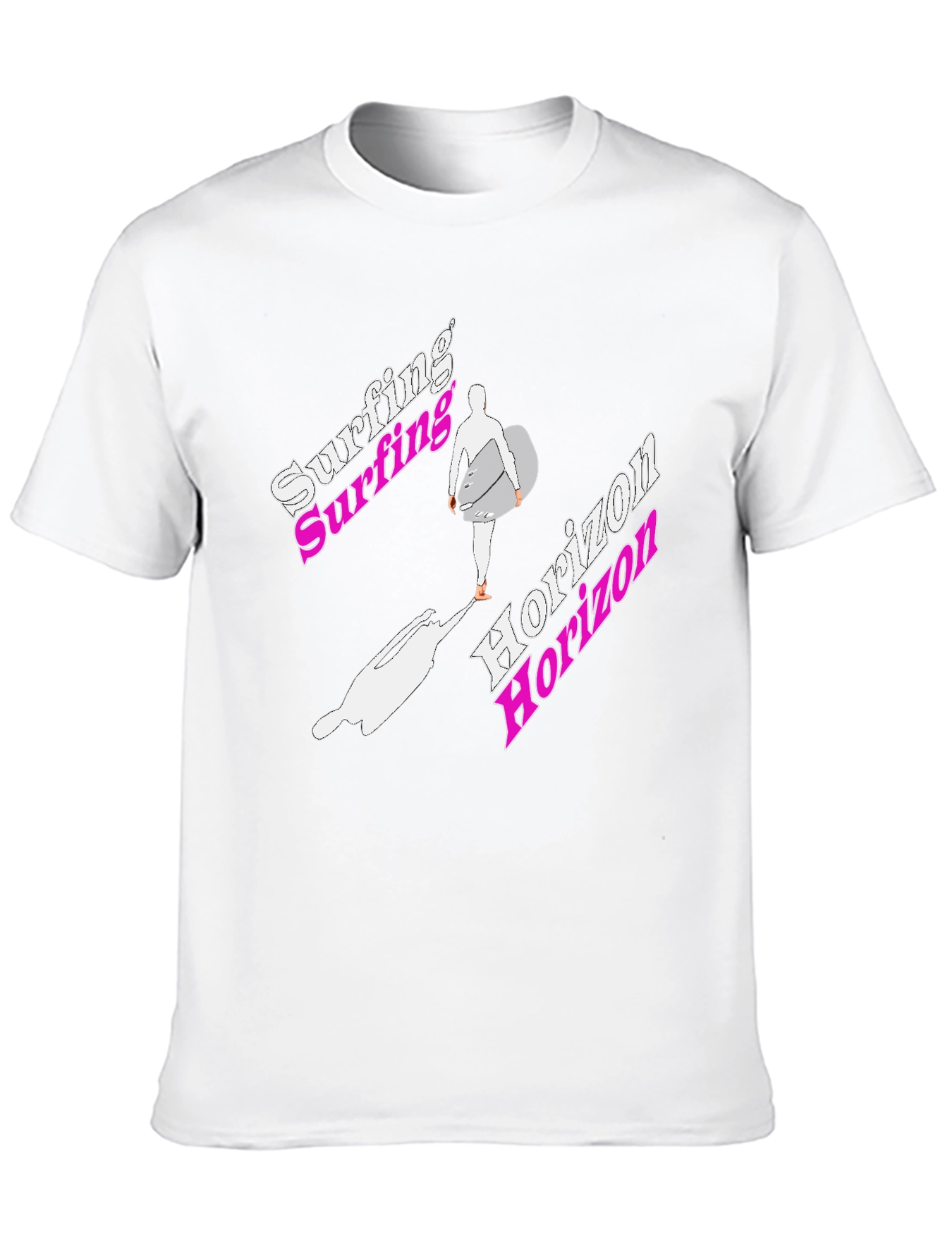 Surfing Horizon Graphic Tee - Black Cotton Shirt