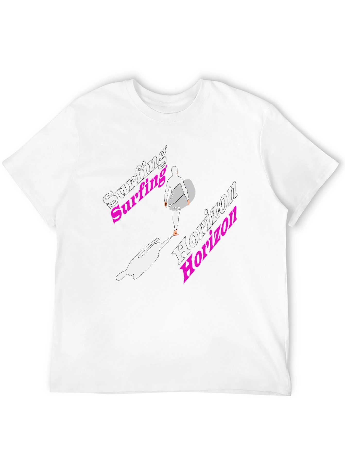 Surfing Horizon Graphic Tee - Black Cotton Shirt