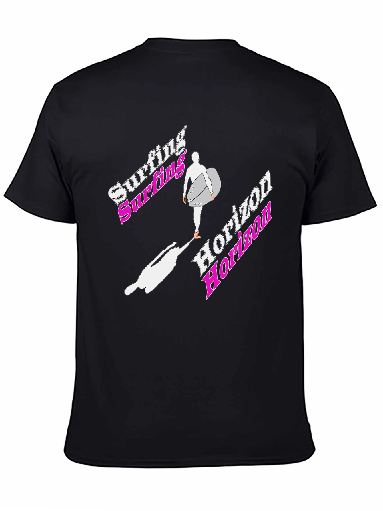 Surfing Horizon Graphic Tee - Black Cotton Shirt
