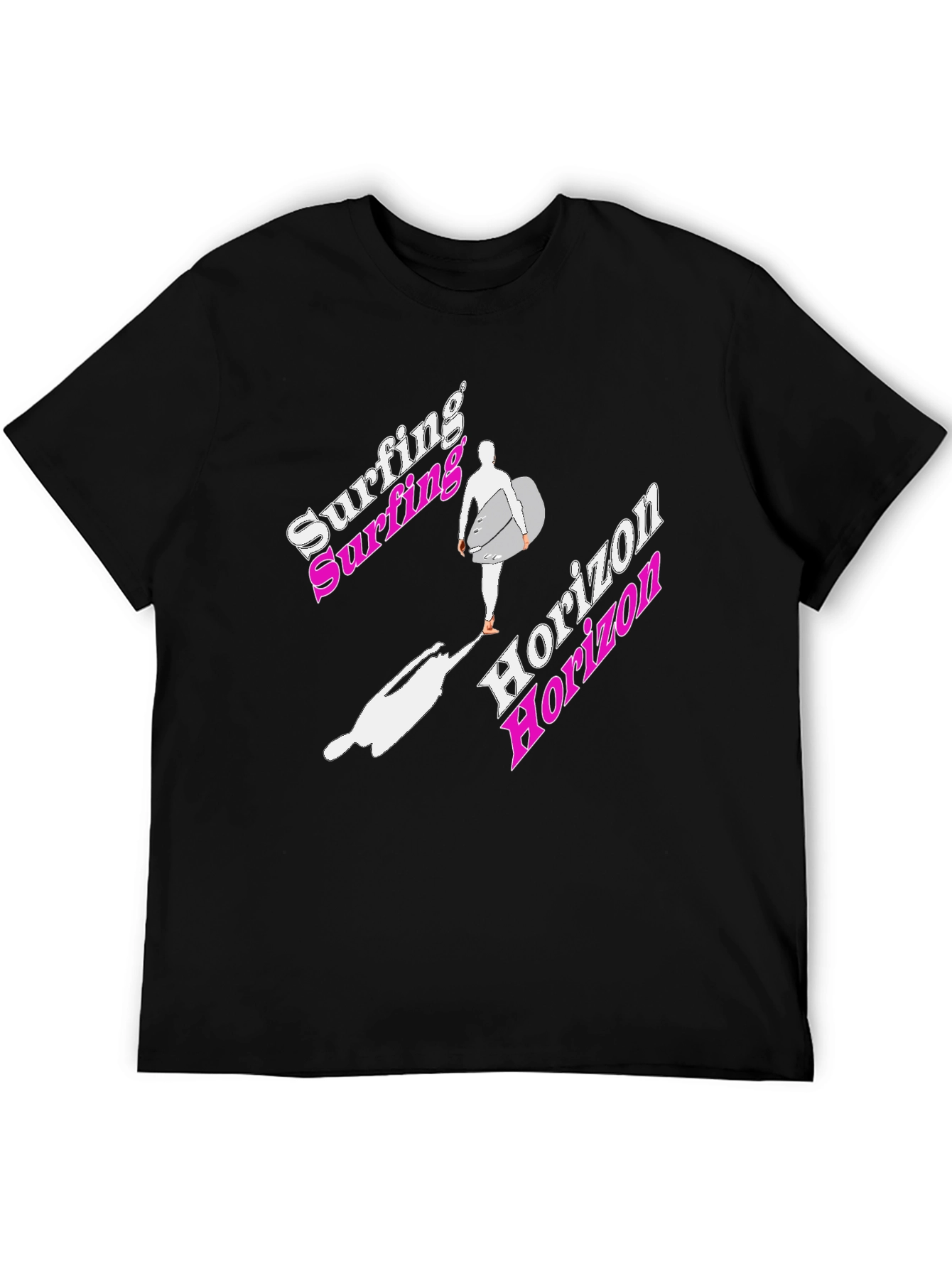 Surfing Horizon Graphic Tee - Black Cotton Shirt
