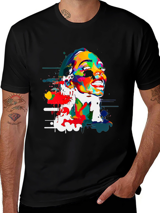 Abstract Colorful Woman Graphic Print T-Shirt