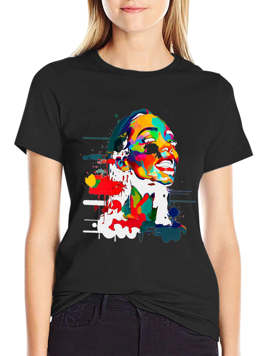 Abstract Colorful Woman Graphic Print T-Shirt