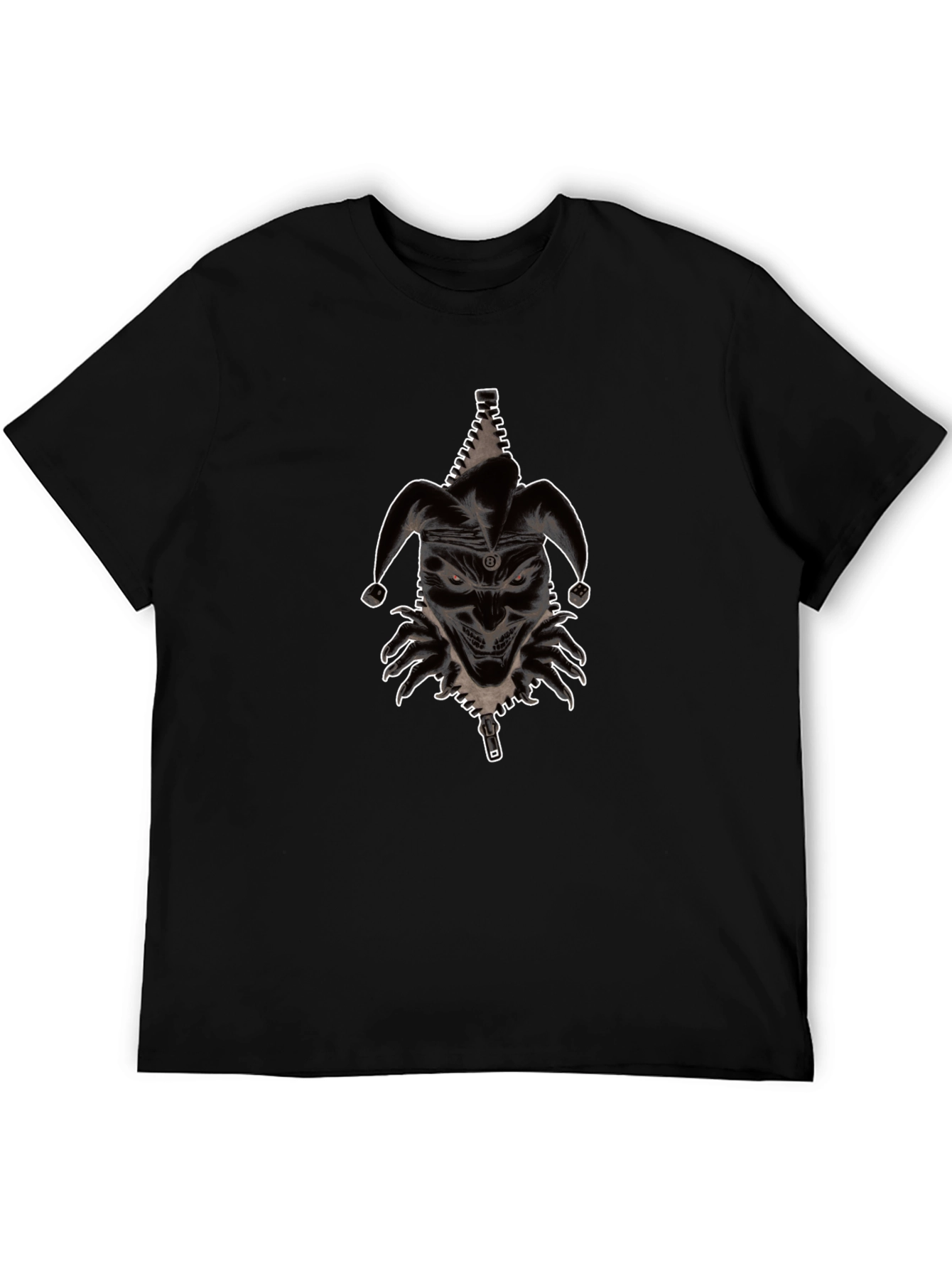 Mens Jester Graphic Print Black T-Shirt