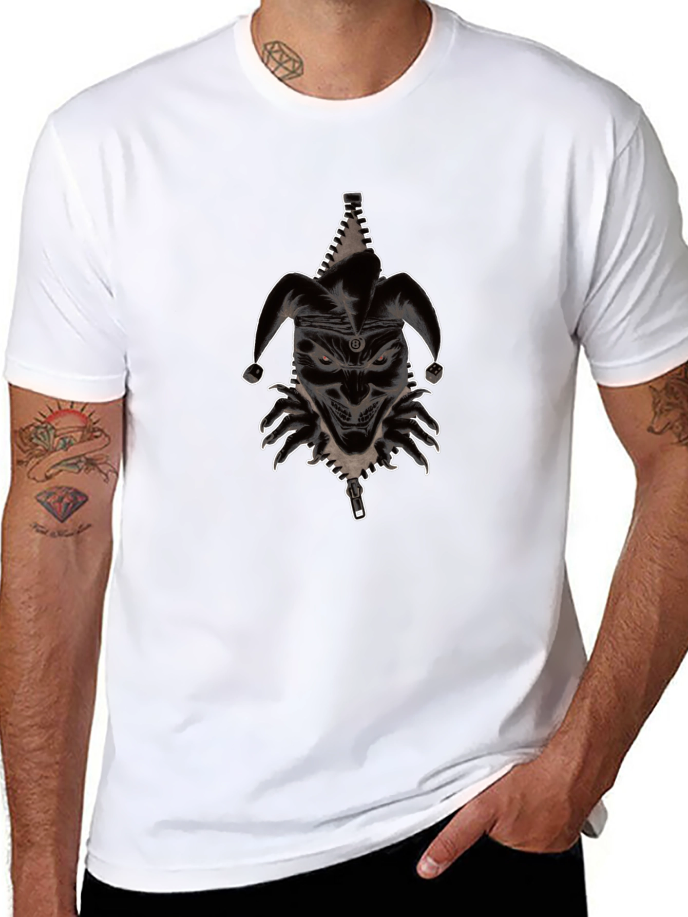 Mens Jester Graphic Print Black T-Shirt