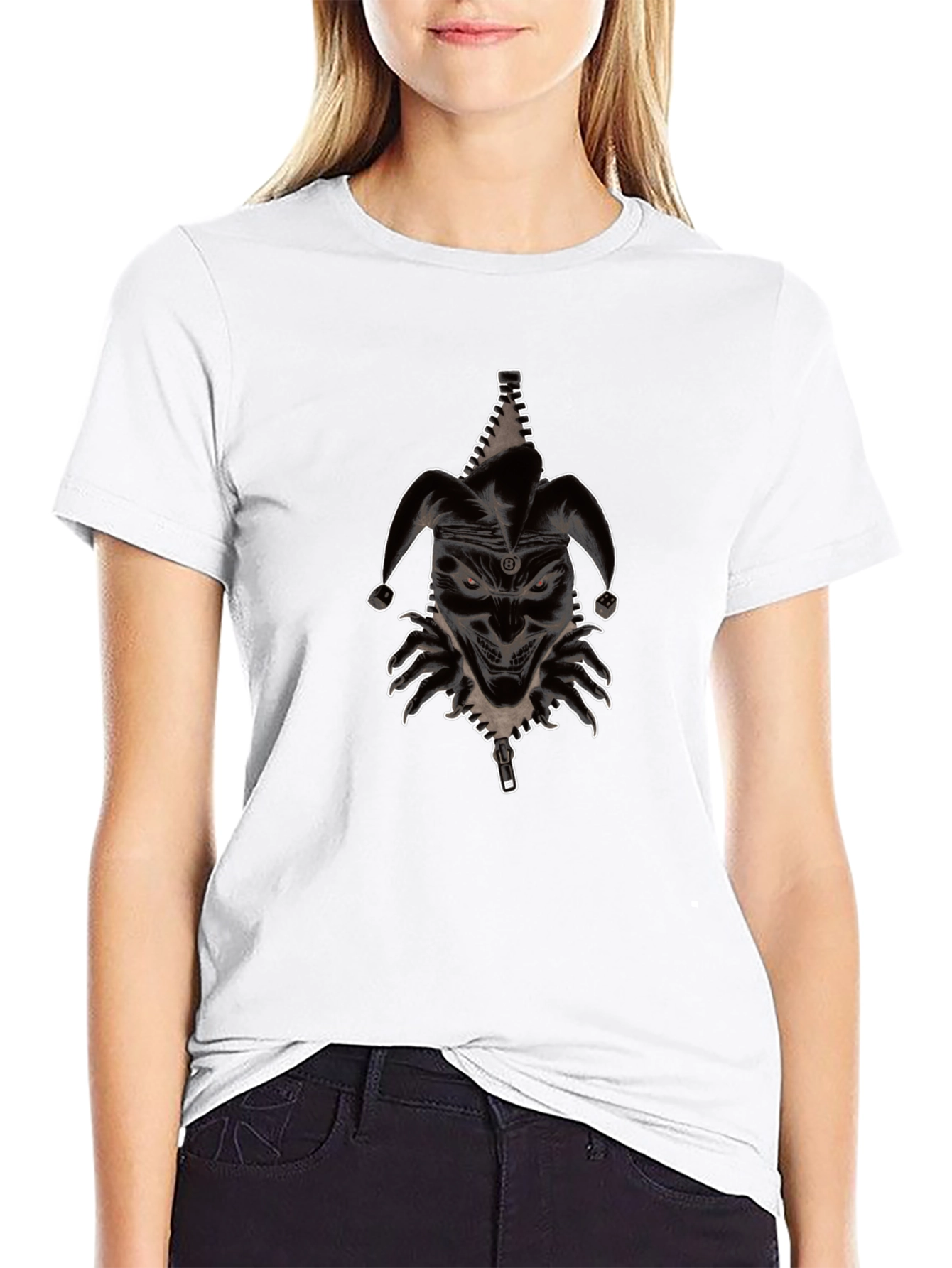 Mens Jester Graphic Print Black T-Shirt