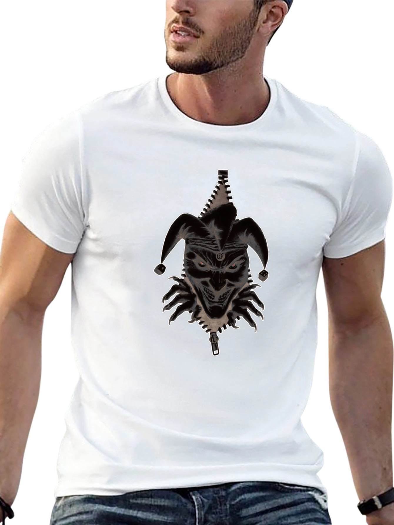 Mens Jester Graphic Print Black T-Shirt
