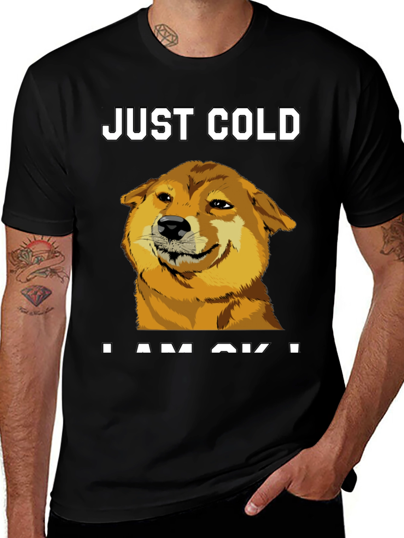 Just Cold? Doge Meme Graphic Tee - Black