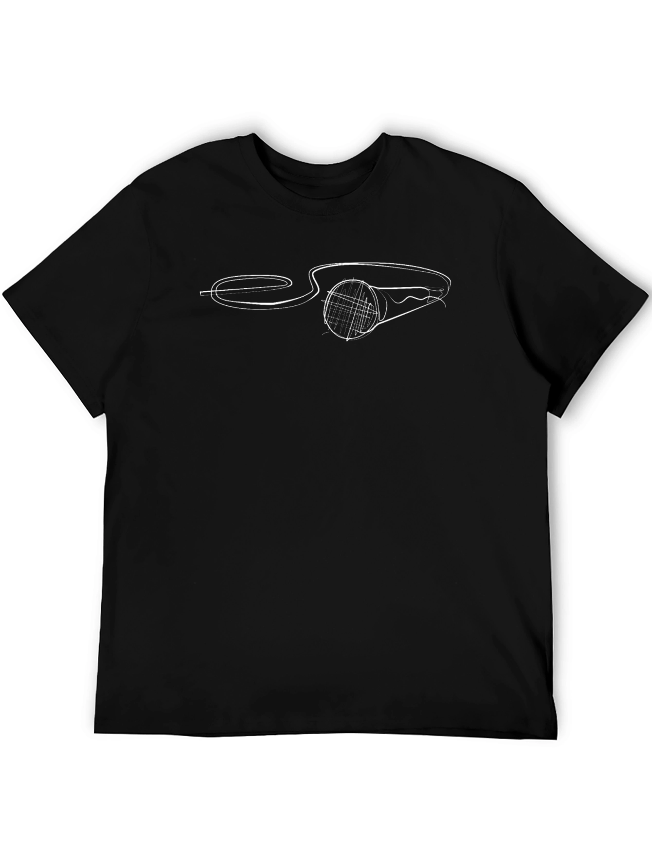 Modern Microphone Sketch Black T-Shirt