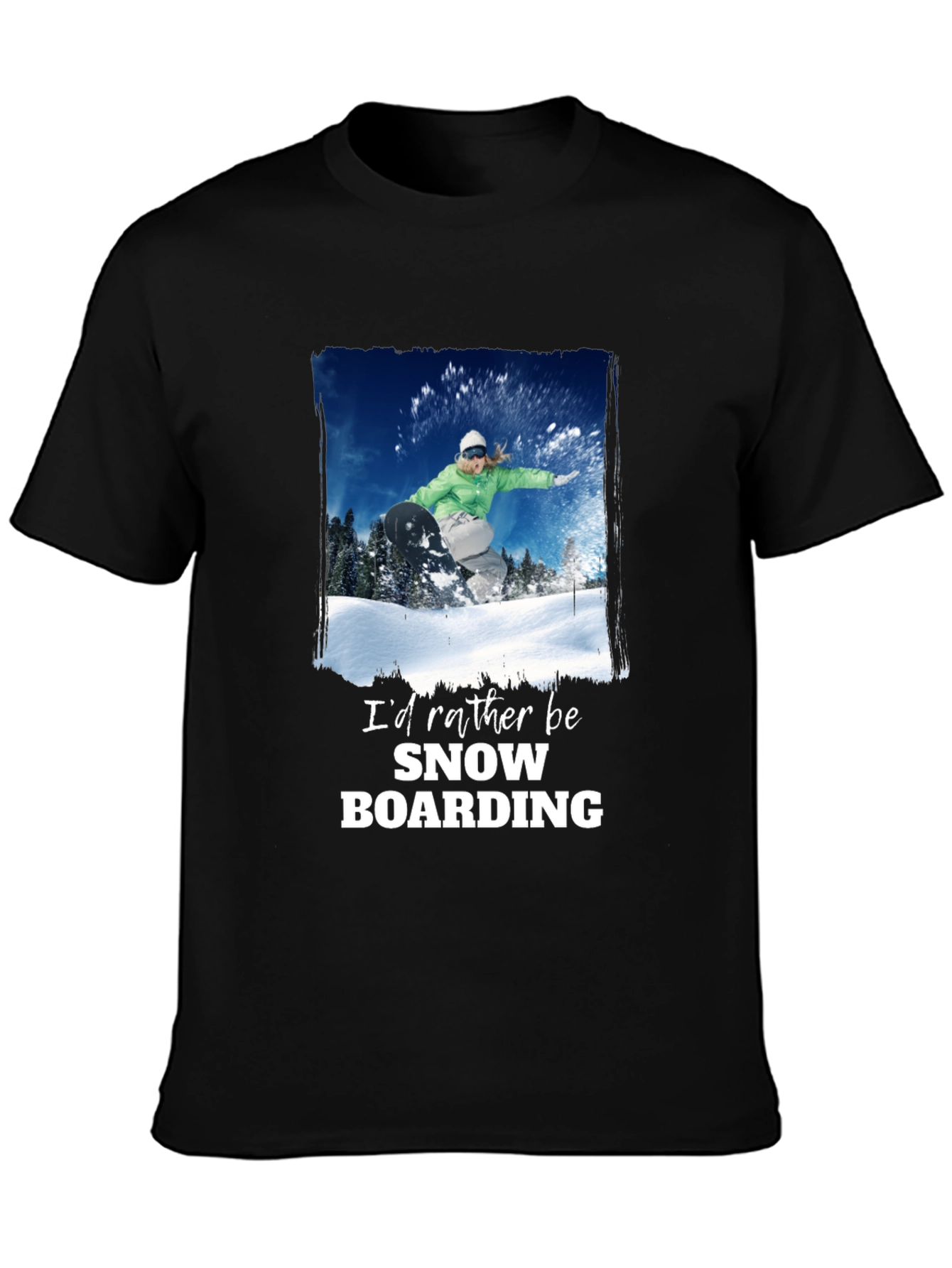Snowboarding Graphic T-Shirt - Black