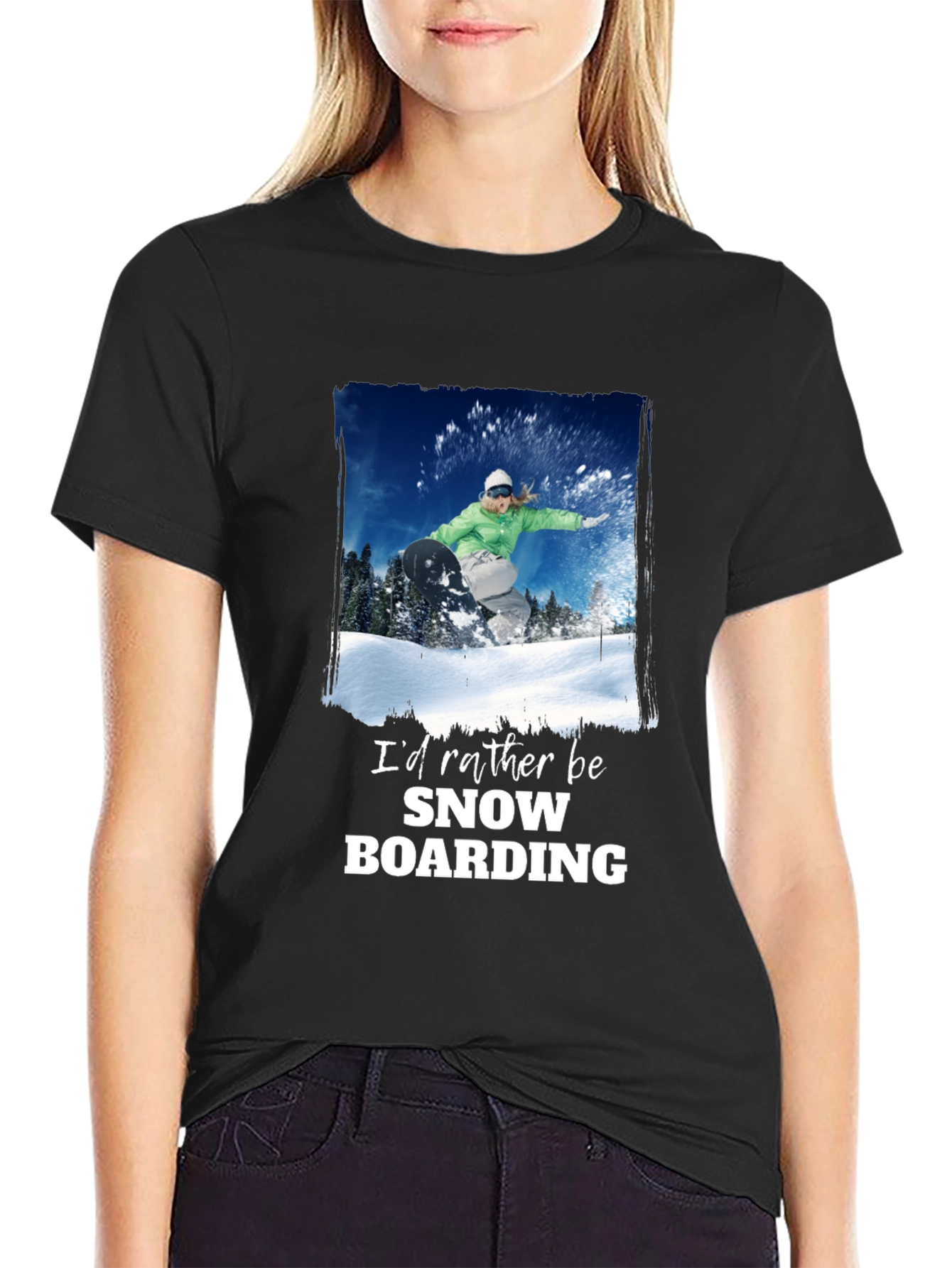Snowboarding Graphic T-Shirt - Black