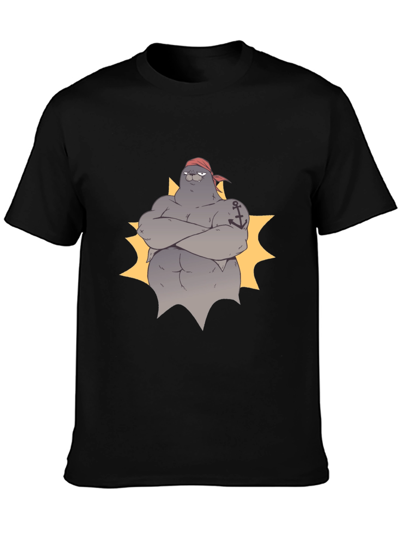 Pirate Seal Graphic Tee - Black Cotton T-Shirt