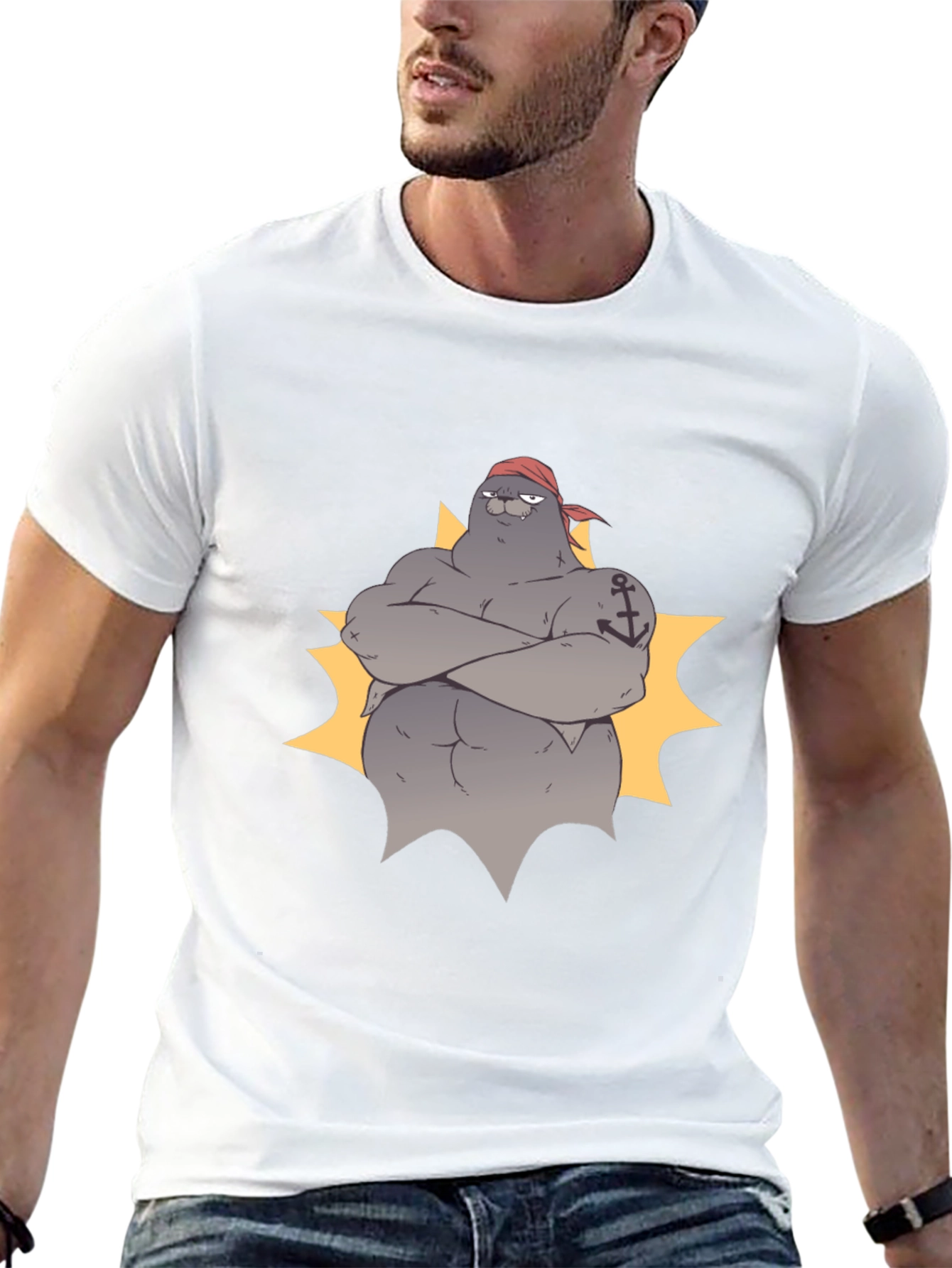 Pirate Seal Graphic Tee - Black Cotton T-Shirt