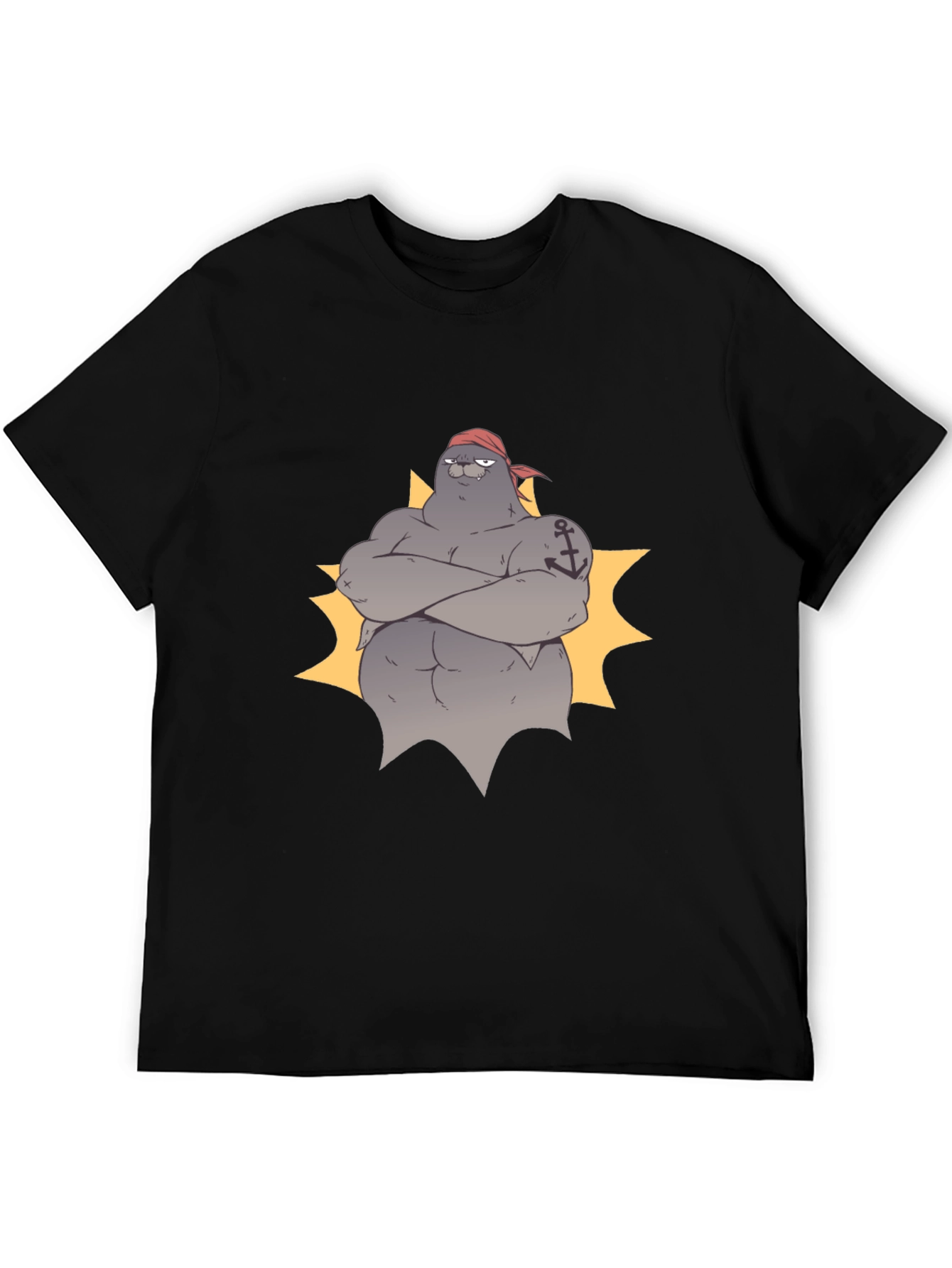 Pirate Seal Graphic Tee - Black Cotton T-Shirt