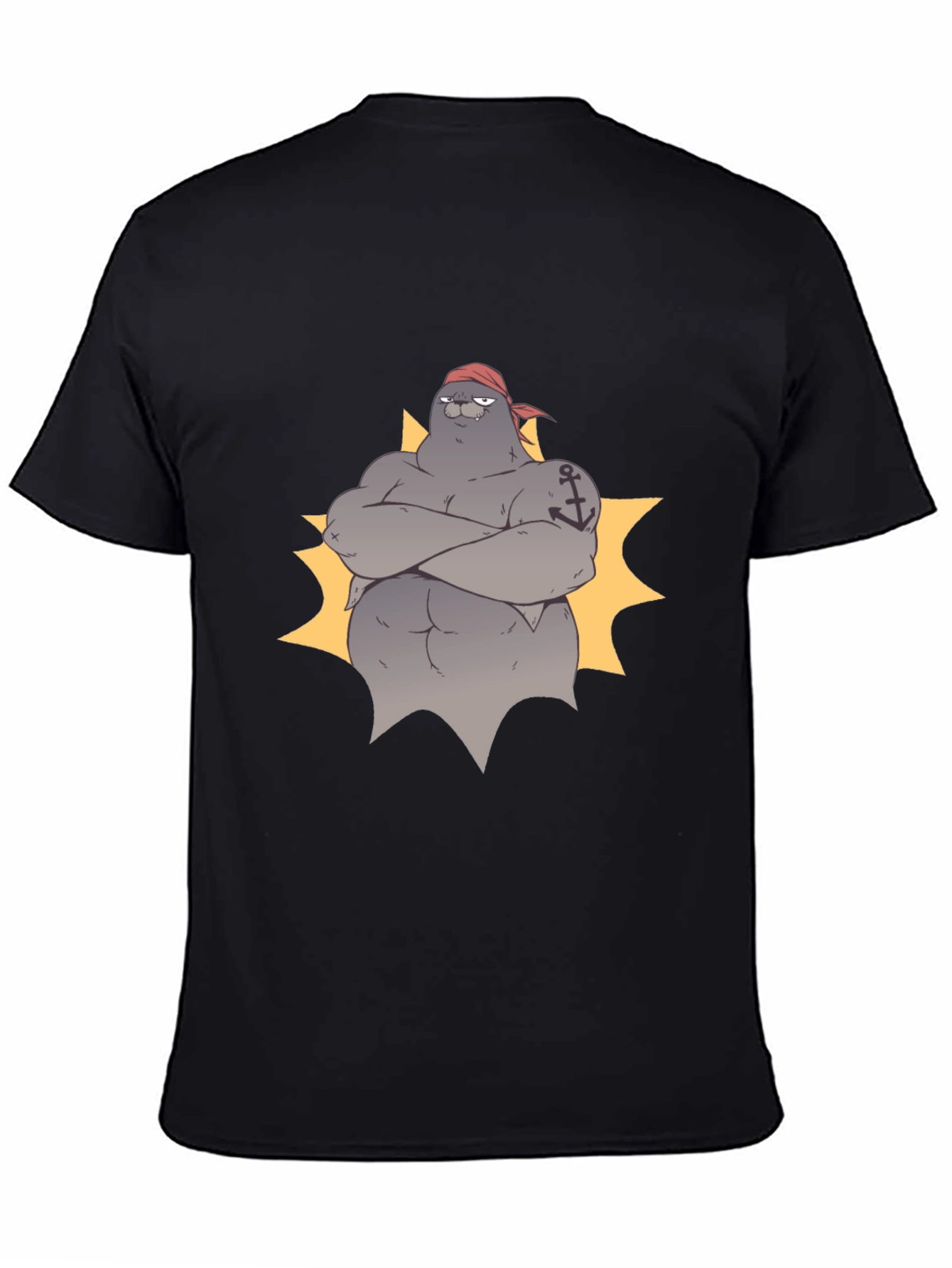Pirate Seal Graphic Tee - Black Cotton T-Shirt