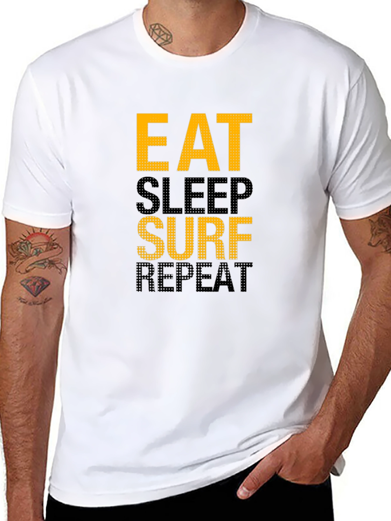 Eat Sleep Surf Repeat Graphic Tee - Black