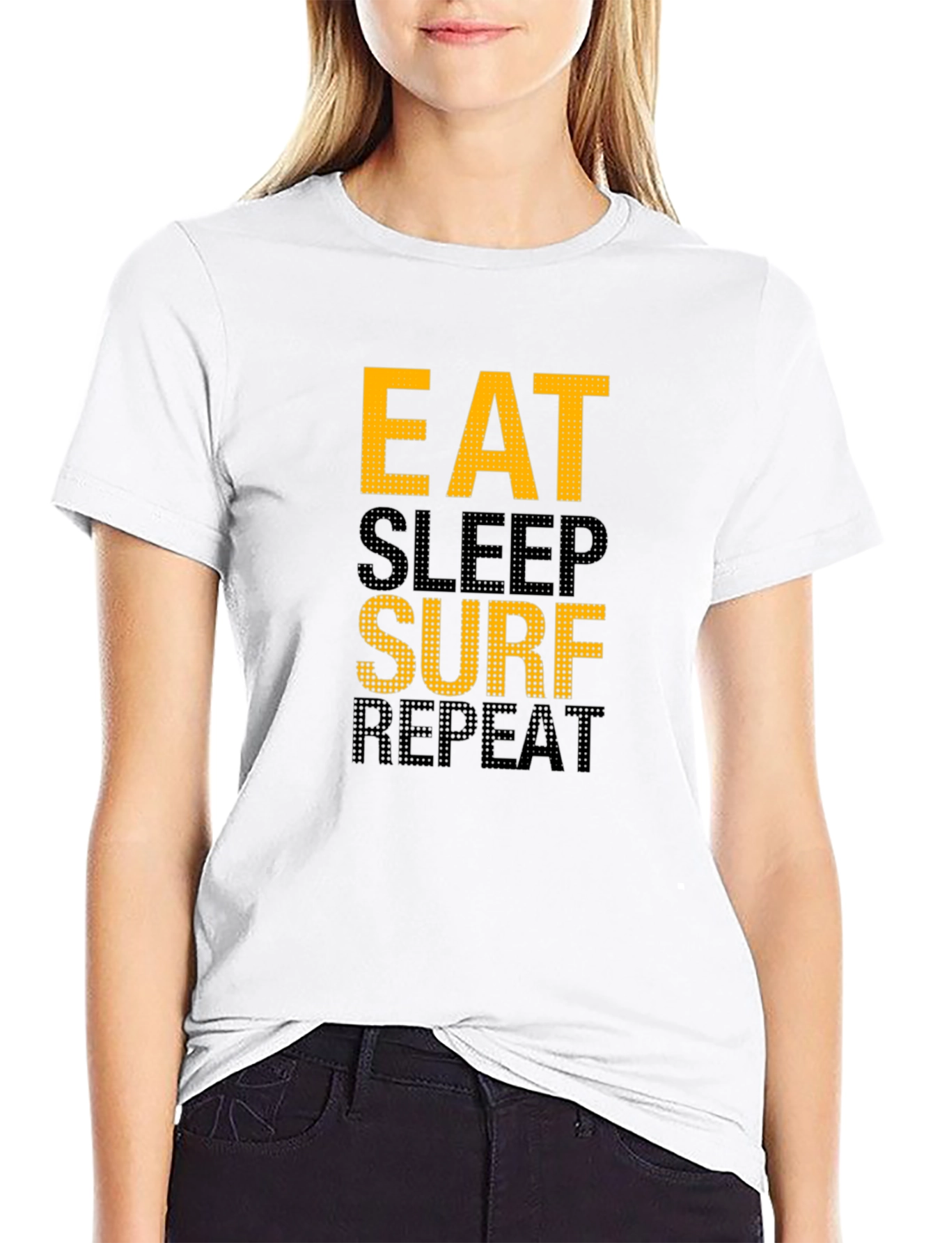 Eat Sleep Surf Repeat Graphic Tee - Black