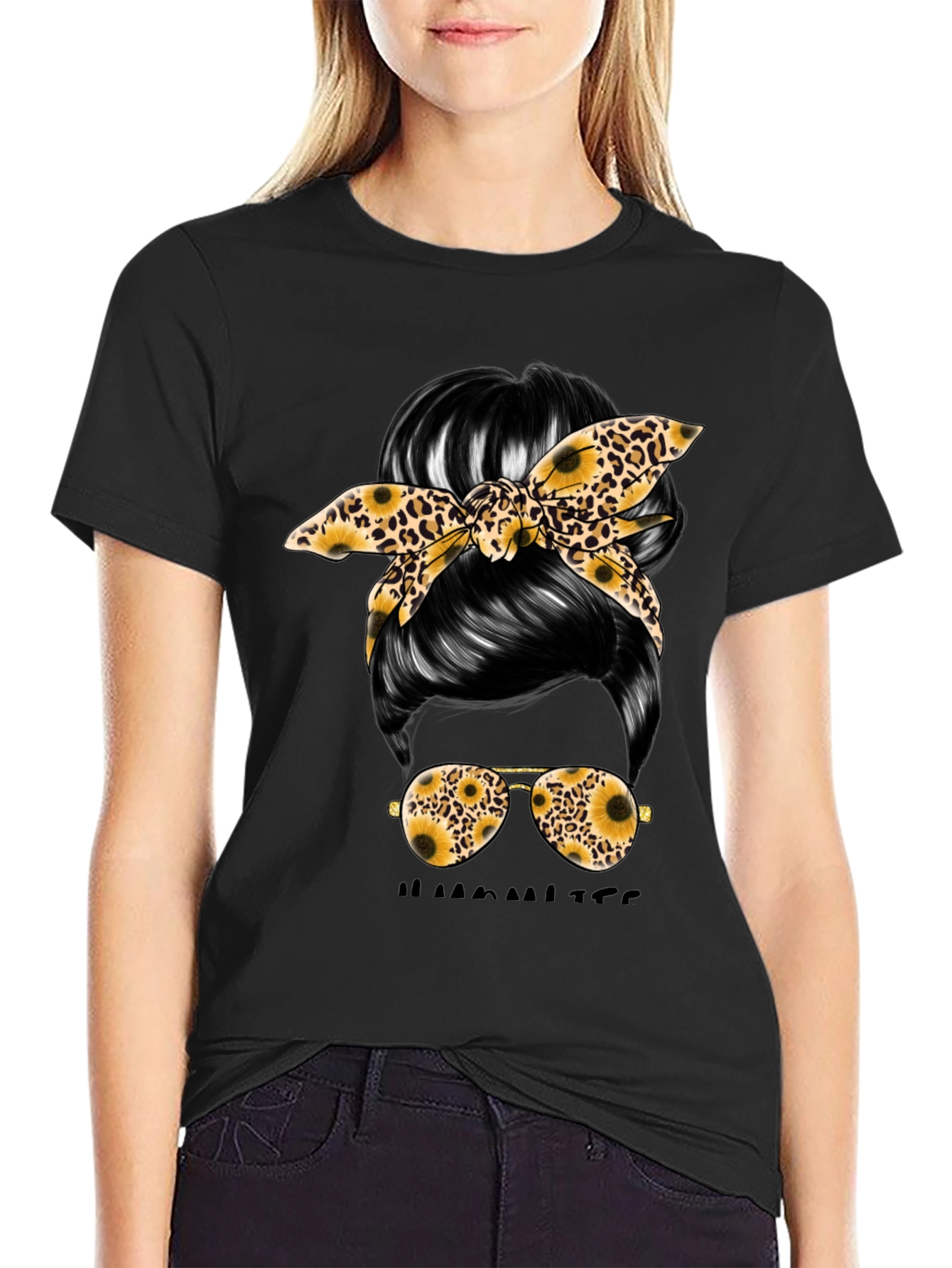 Messy Bun Sunflower Graphic Tee