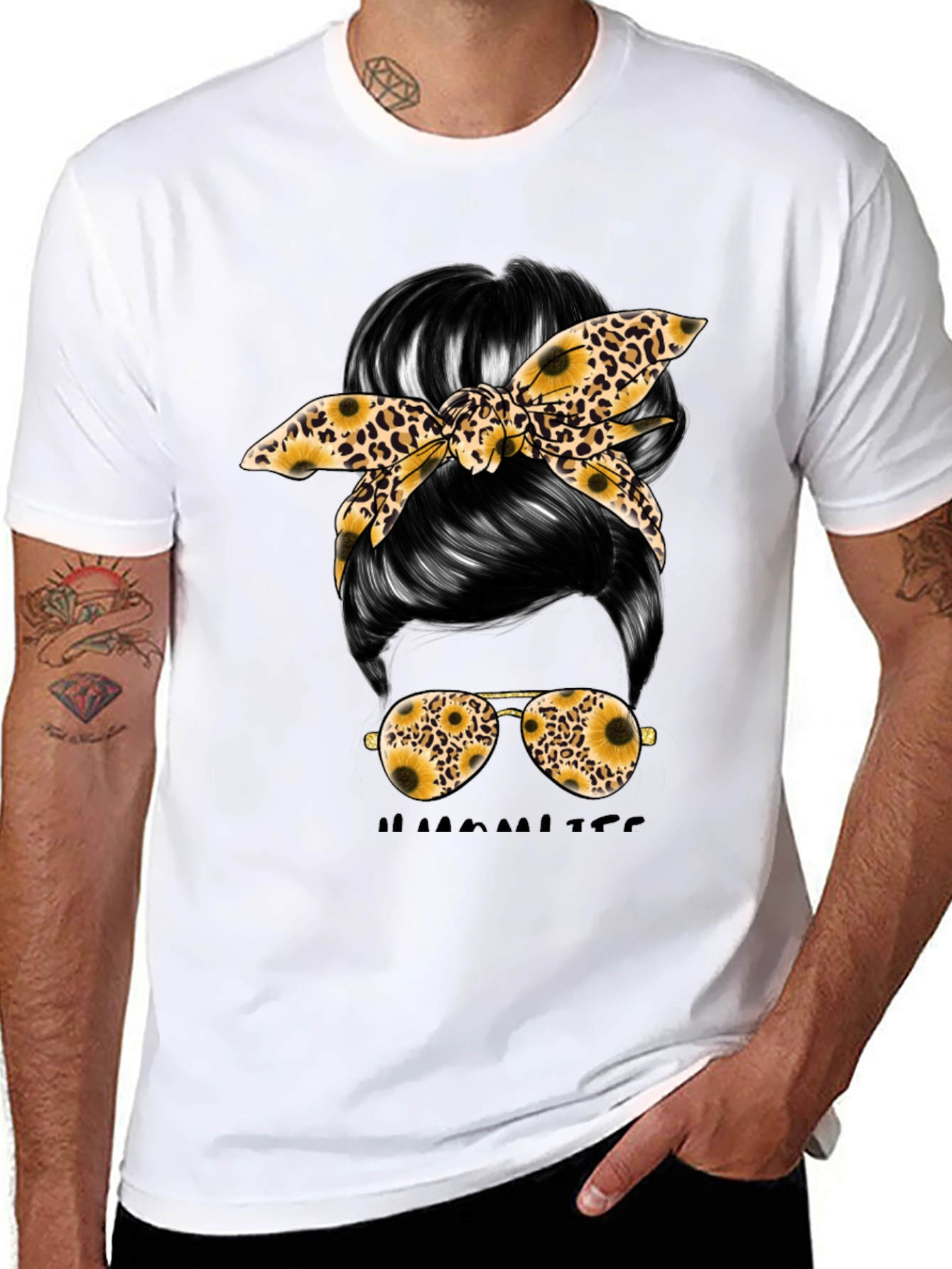 Messy Bun Sunflower Graphic Tee