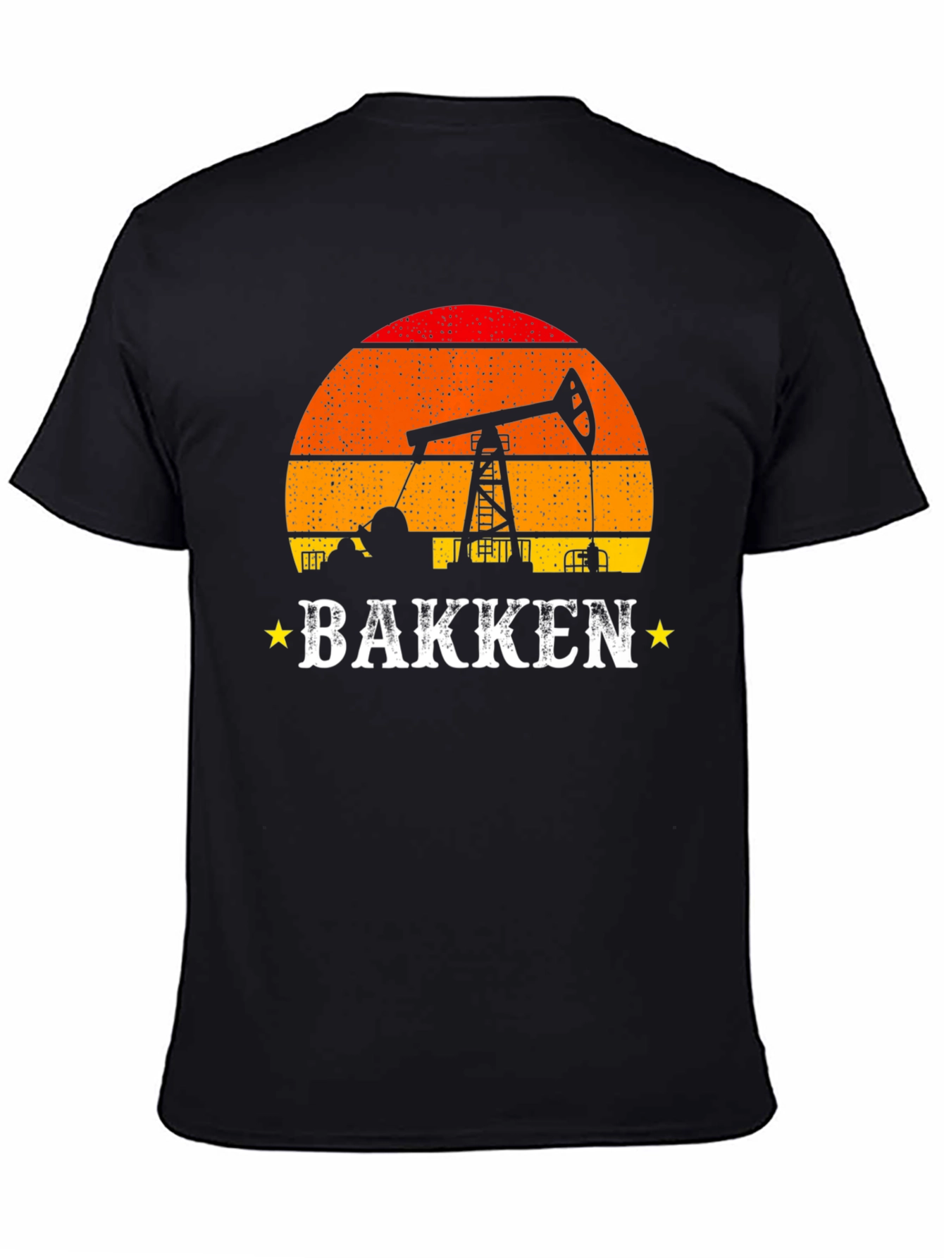 Bakken Oil Derrick Sunset Graphic Tee - Black