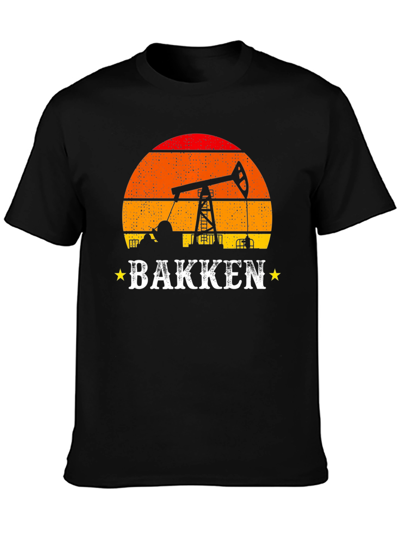 Bakken Oil Derrick Sunset Graphic Tee - Black