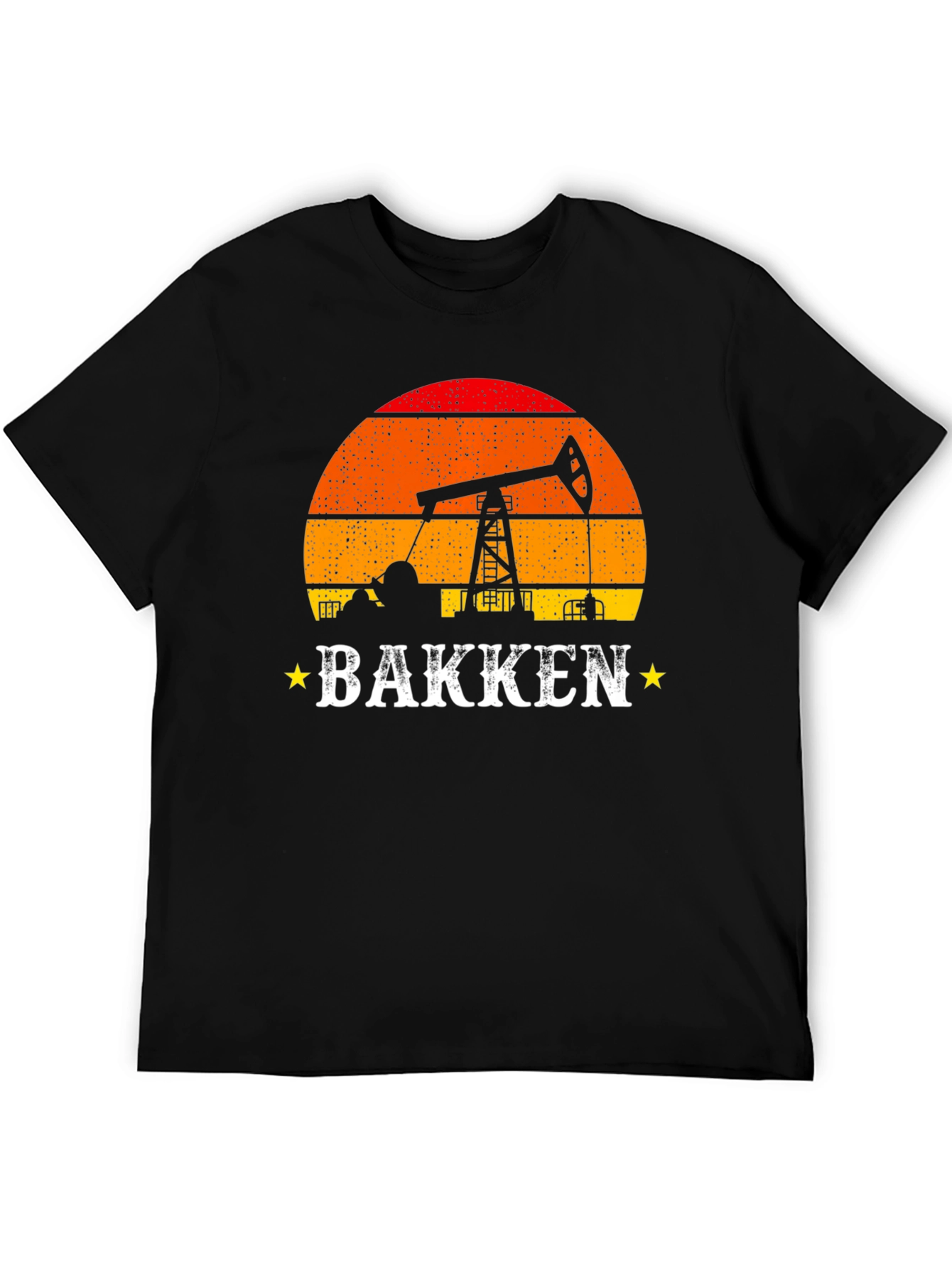 Bakken Oil Derrick Sunset Graphic Tee - Black
