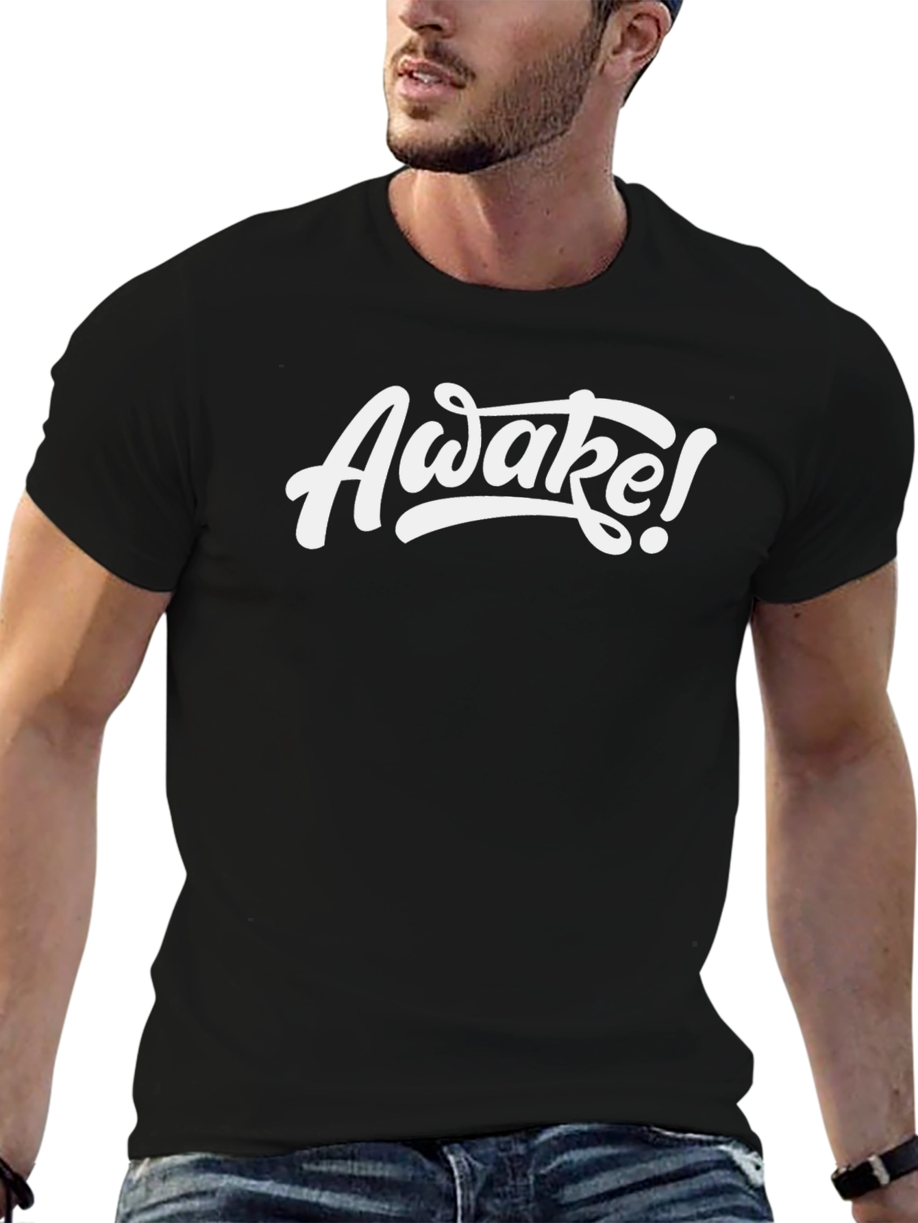 Awake! Graphic Print Black T-Shirt