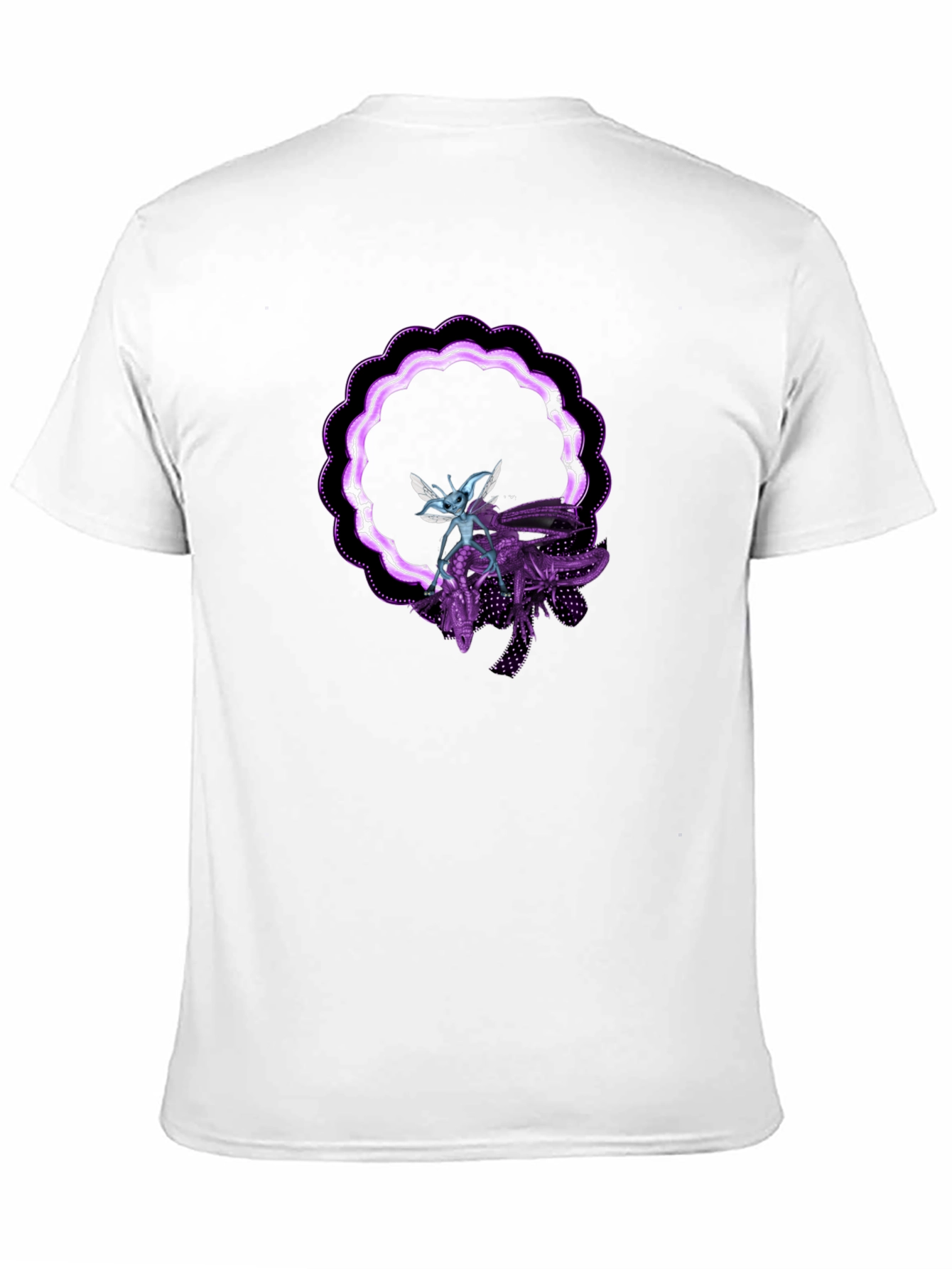 Graphic Tee: Alien & Insect Design Black T-Shirt