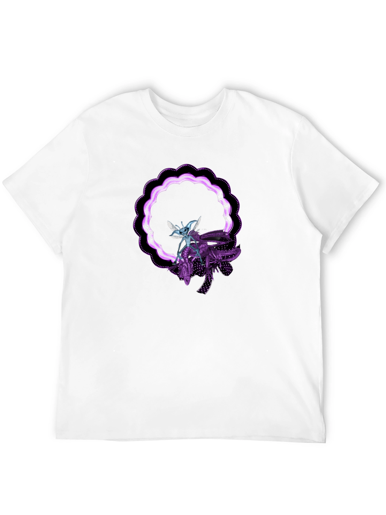 Graphic Tee: Alien & Insect Design Black T-Shirt