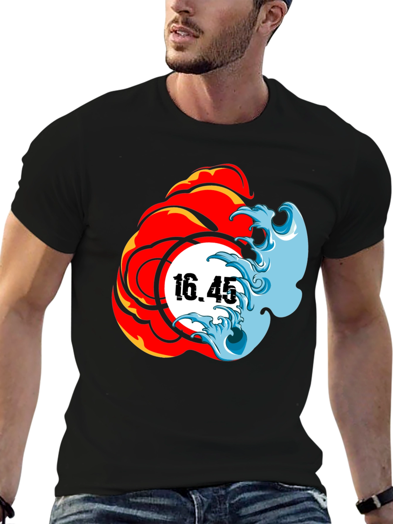 Fire & Water Graphic Tee - Black T-Shirt