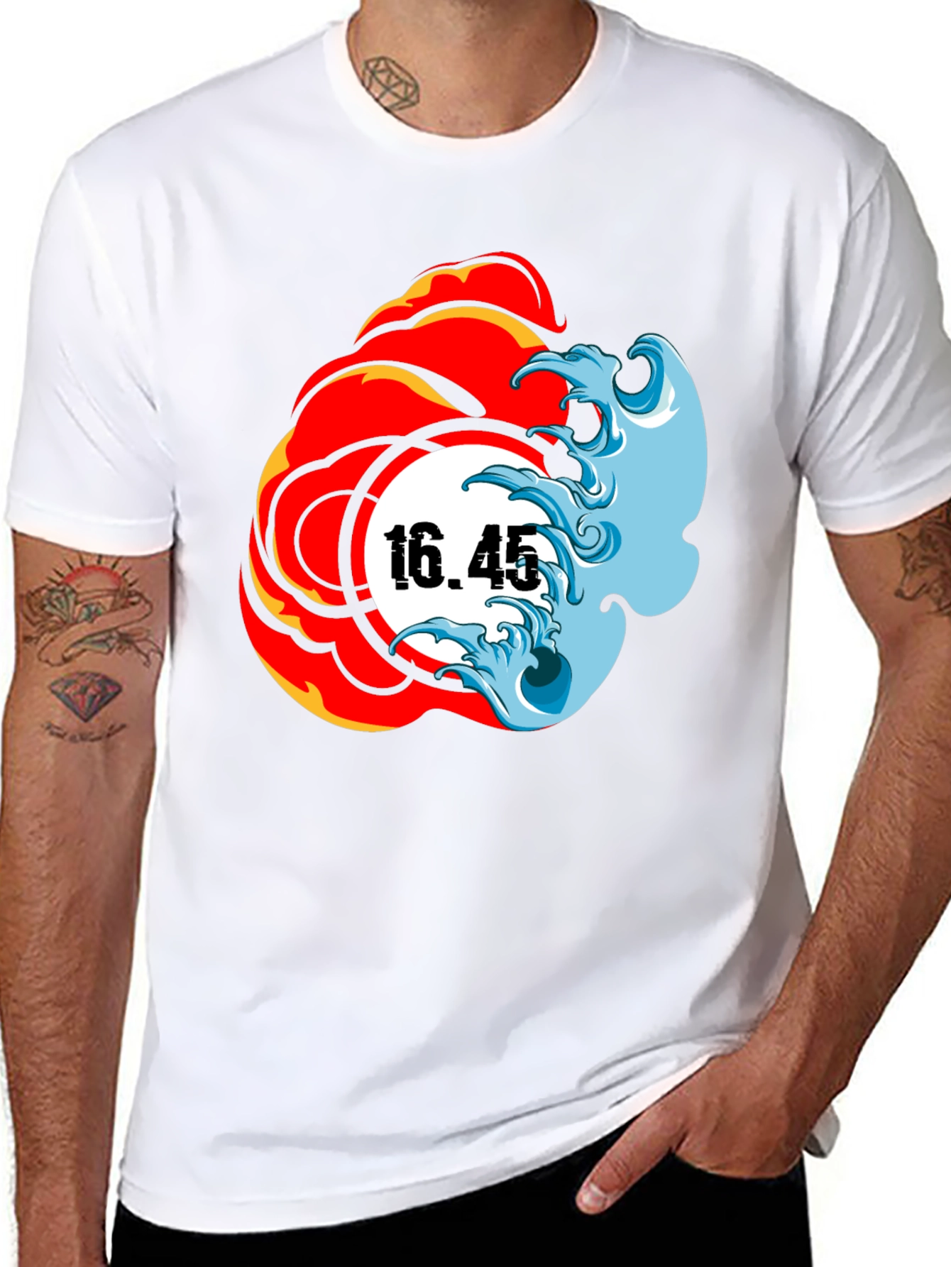 Fire & Water Graphic Tee - Black T-Shirt