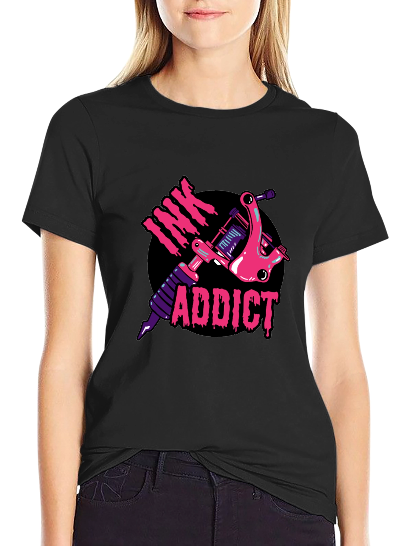 Ink Addict Tattoo Machine Graphic Tee - Black
