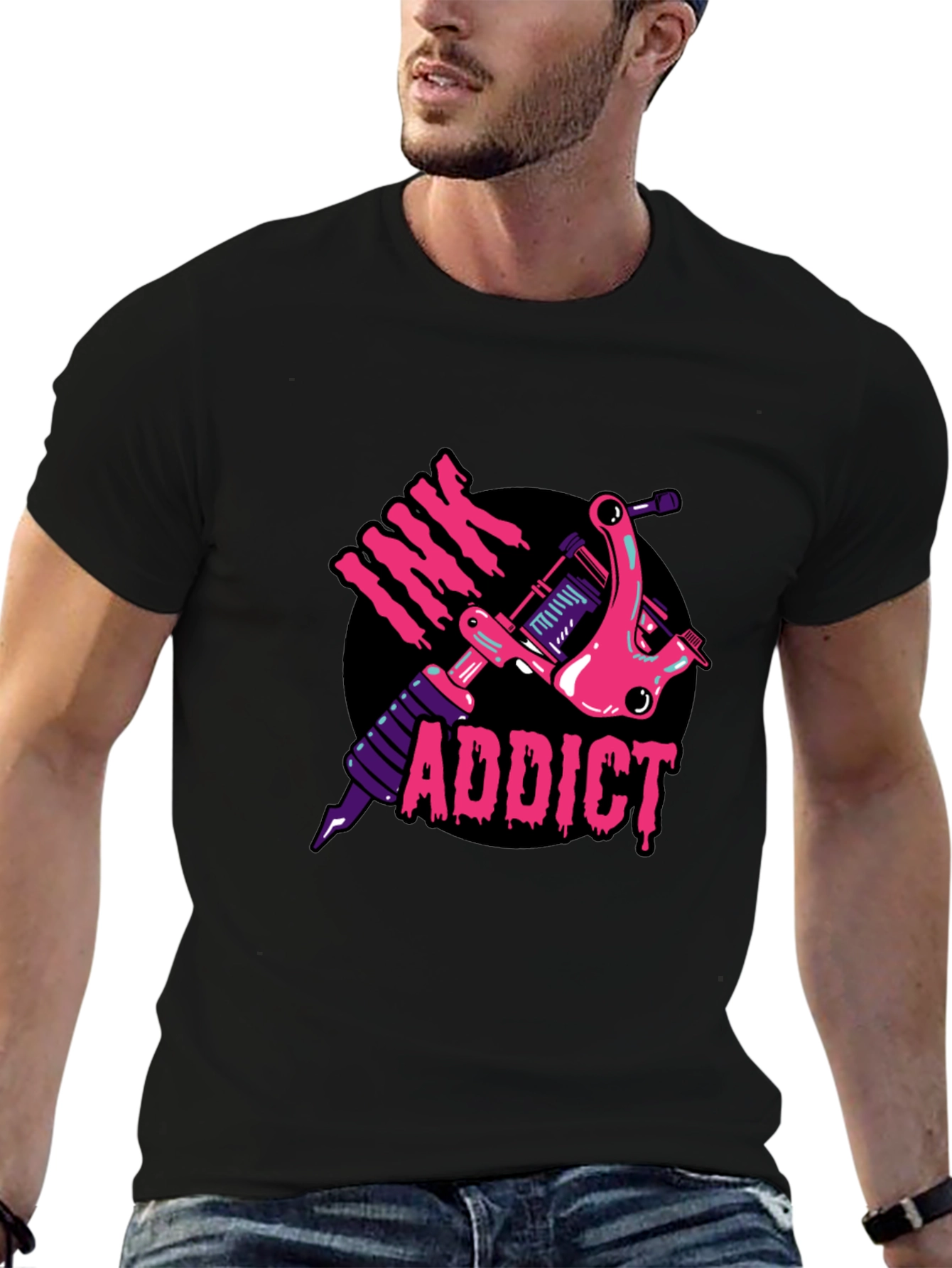 Ink Addict Tattoo Machine Graphic Tee - Black