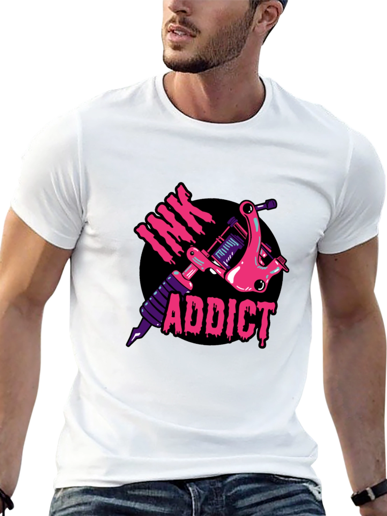 Ink Addict Tattoo Machine Graphic Tee - Black
