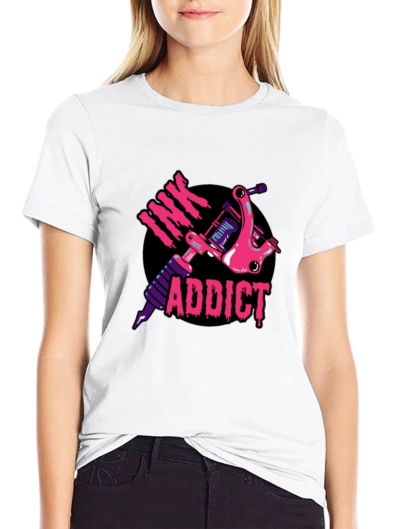 Ink Addict Tattoo Machine Graphic Tee - Black