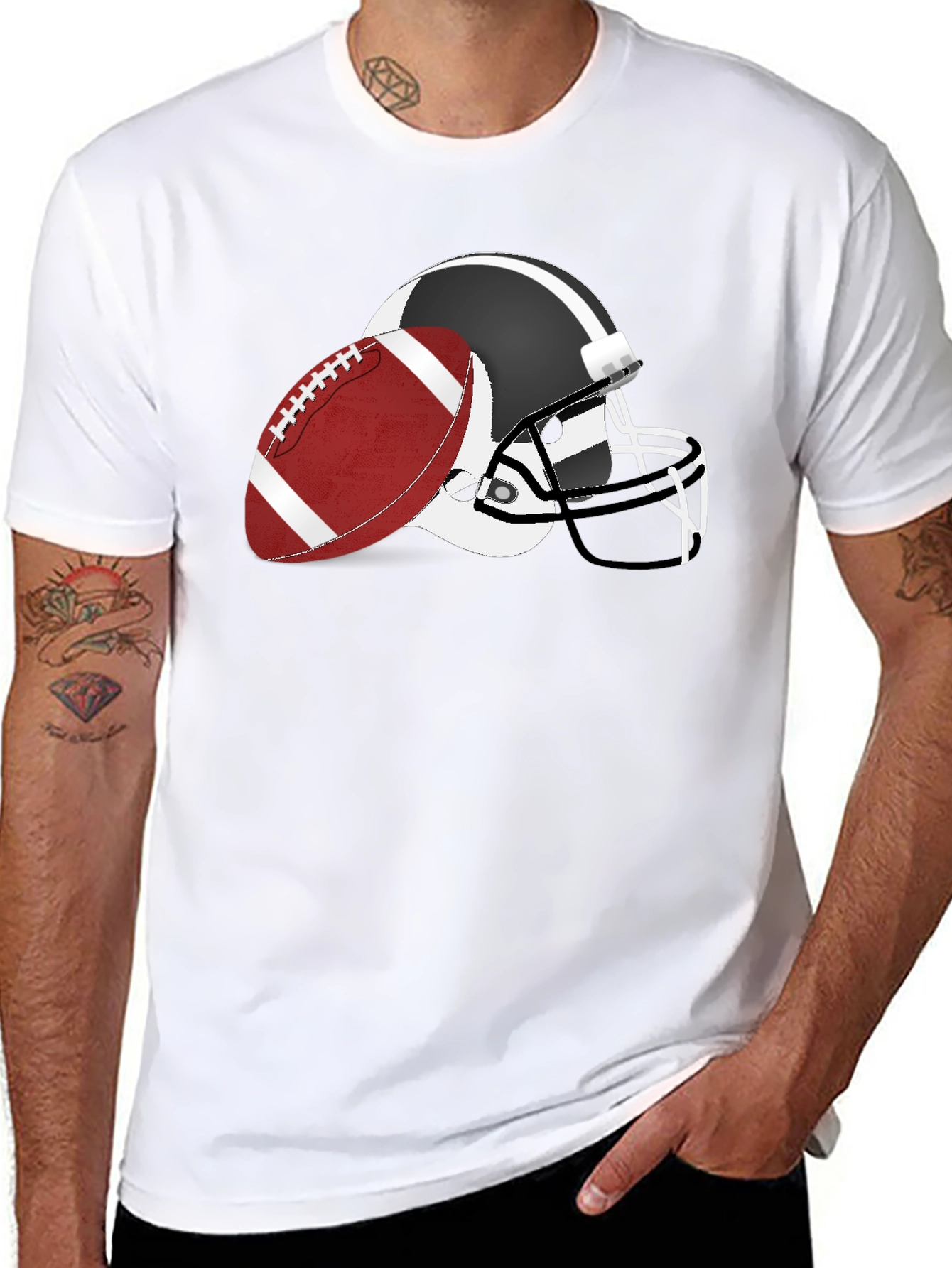 Football Helmet & Ball Graphic Tee - Black