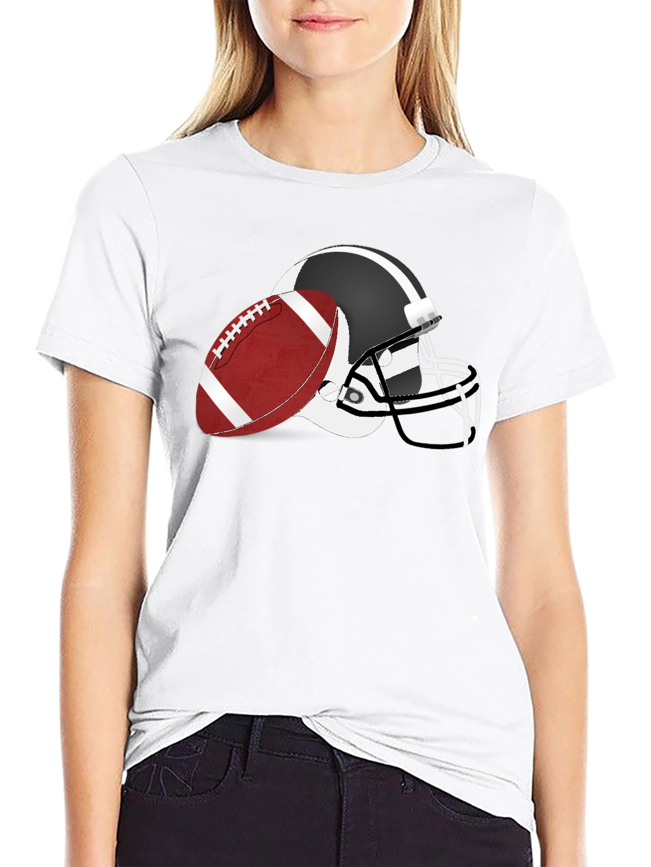 Football Helmet & Ball Graphic Tee - Black