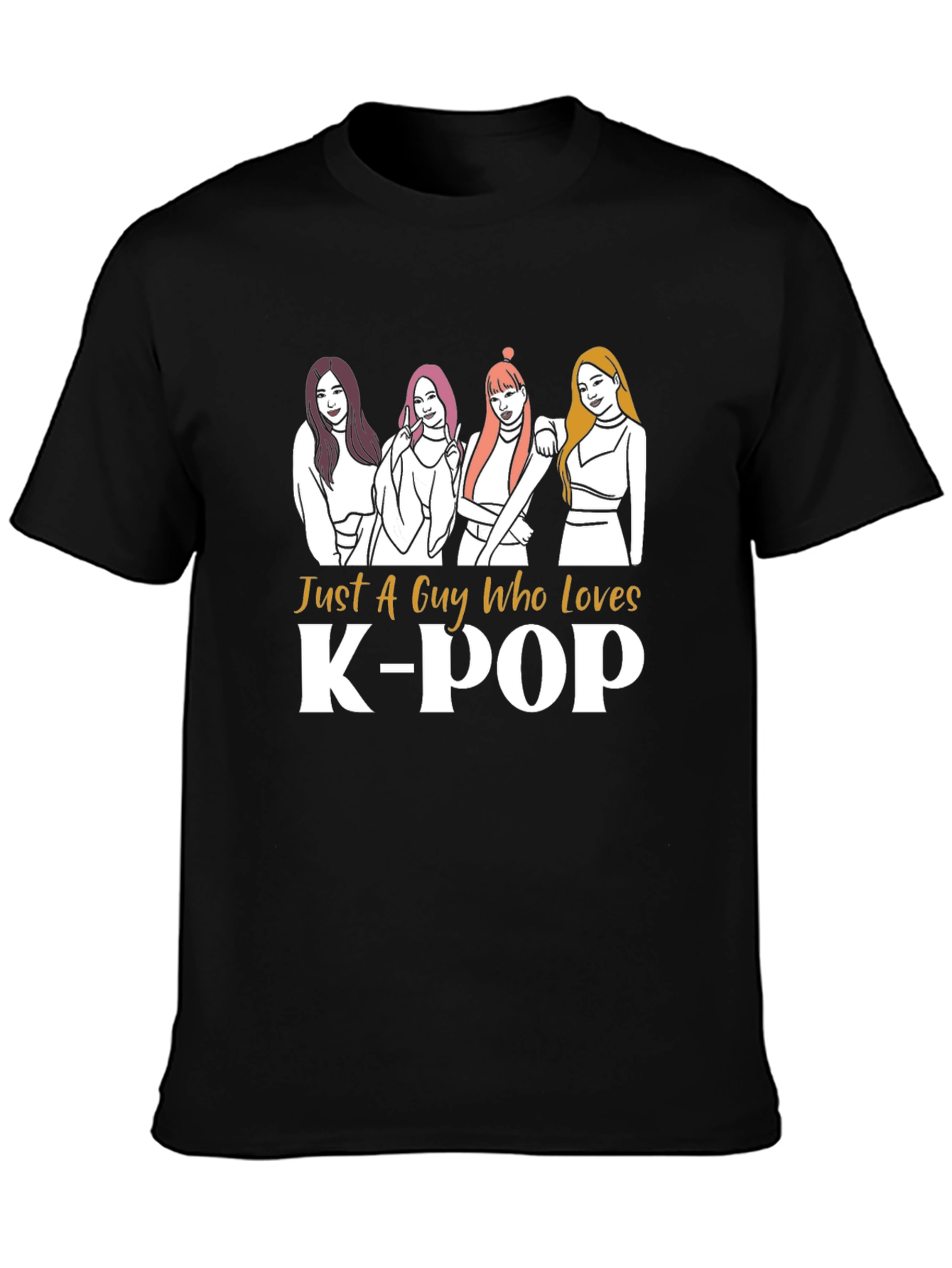 Just A Guy Who Loves K-POP Black T-Shirt