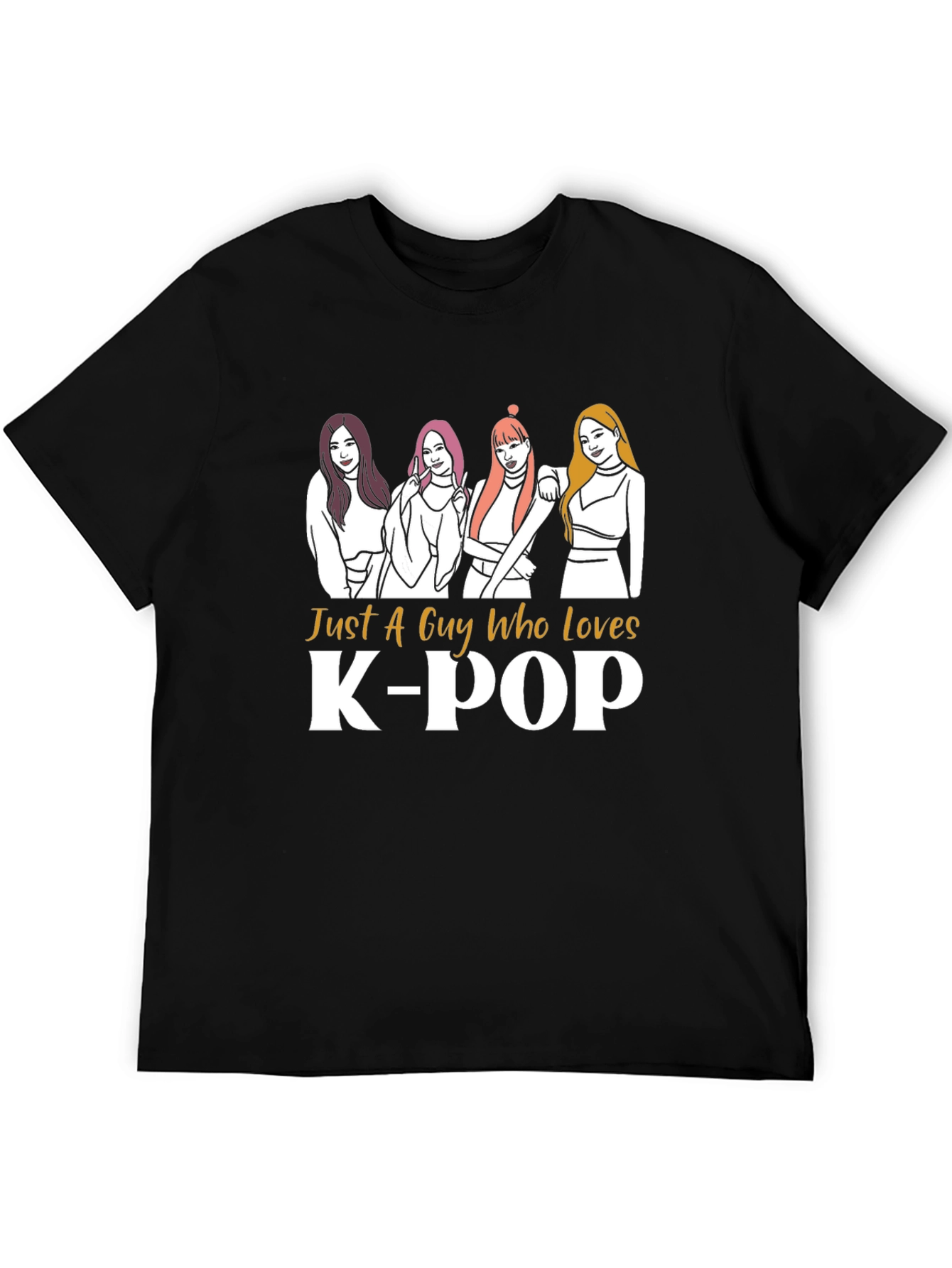 Just A Guy Who Loves K-POP Black T-Shirt