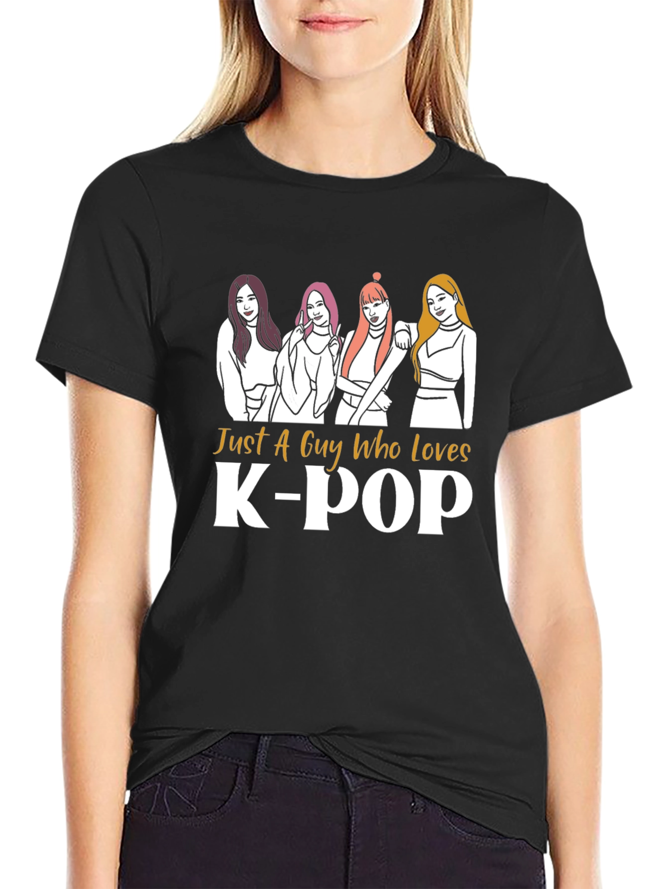 Just A Guy Who Loves K-POP Black T-Shirt