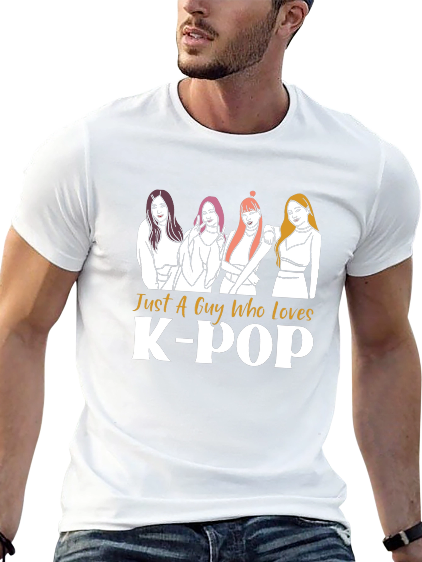 Just A Guy Who Loves K-POP Black T-Shirt