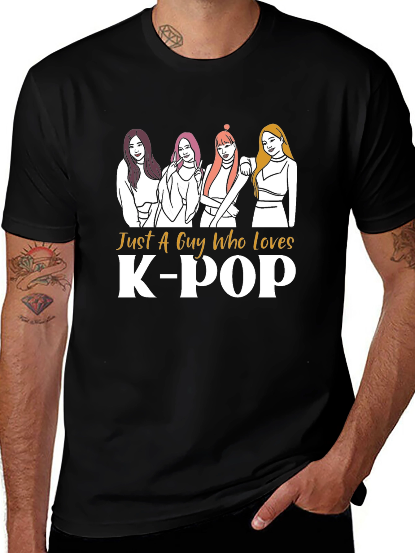 Just A Guy Who Loves K-POP Black T-Shirt