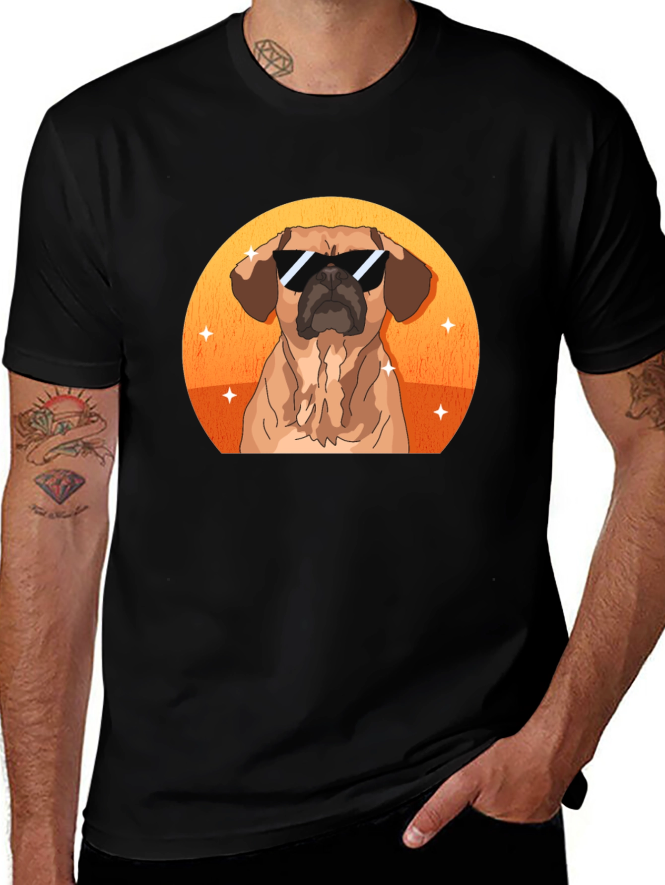 Cool Dog Graphic Tee - Black Cotton T-Shirt
