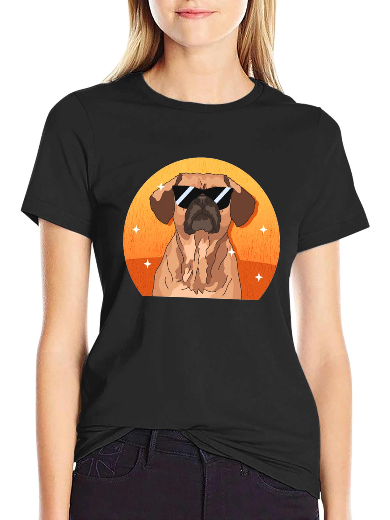 Cool Dog Graphic Tee - Black Cotton T-Shirt