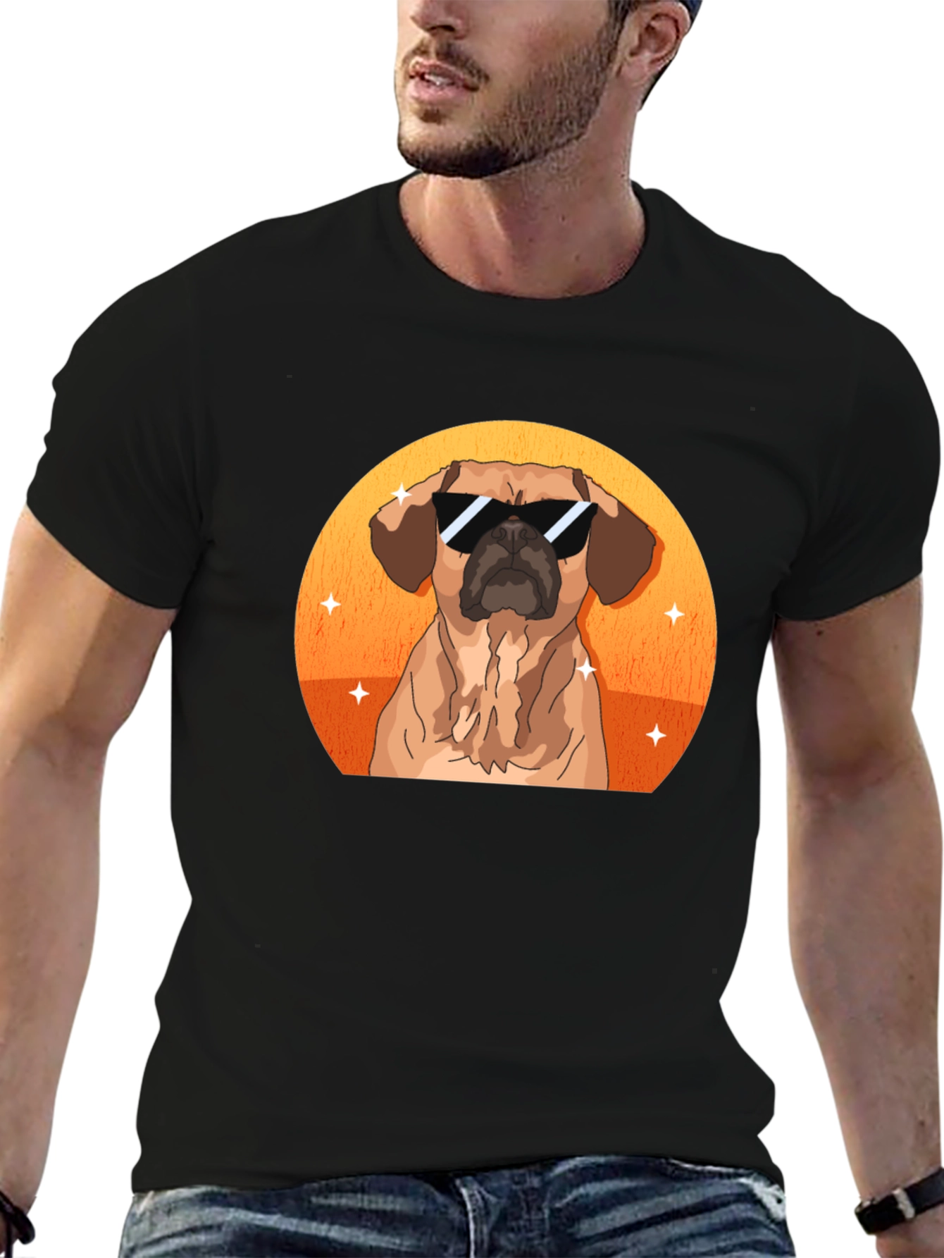 Cool Dog Graphic Tee - Black Cotton T-Shirt