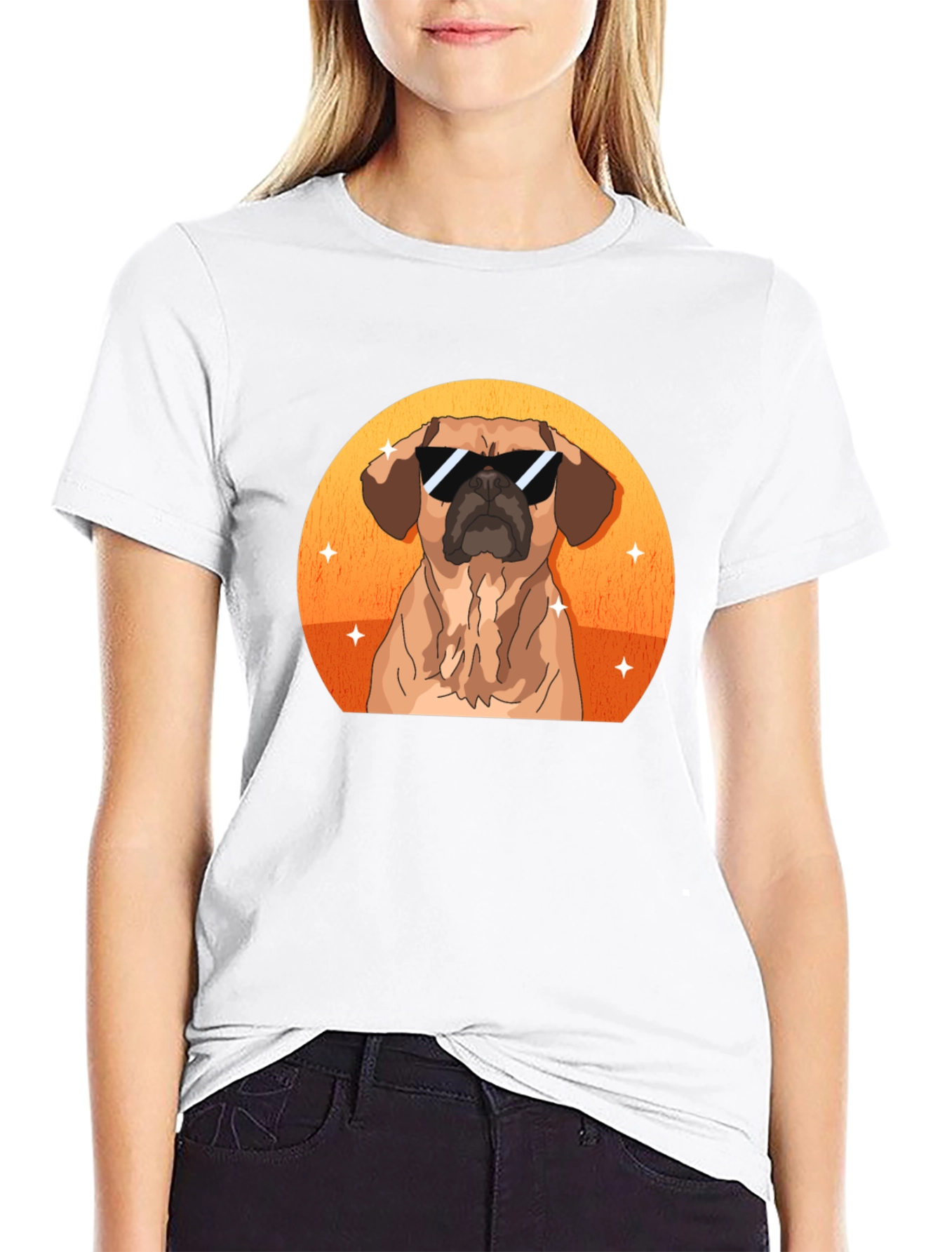Cool Dog Graphic Tee - Black Cotton T-Shirt