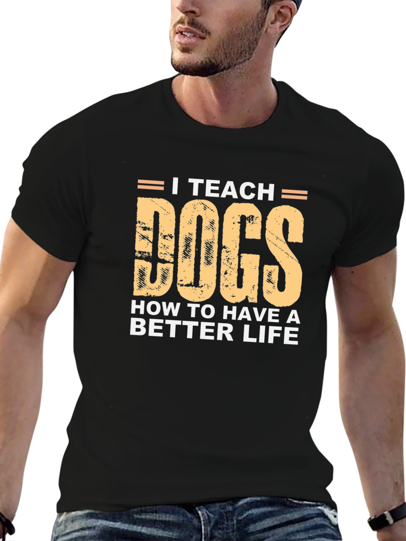 I Teach Dogs T-Shirt - Black Cotton Tee