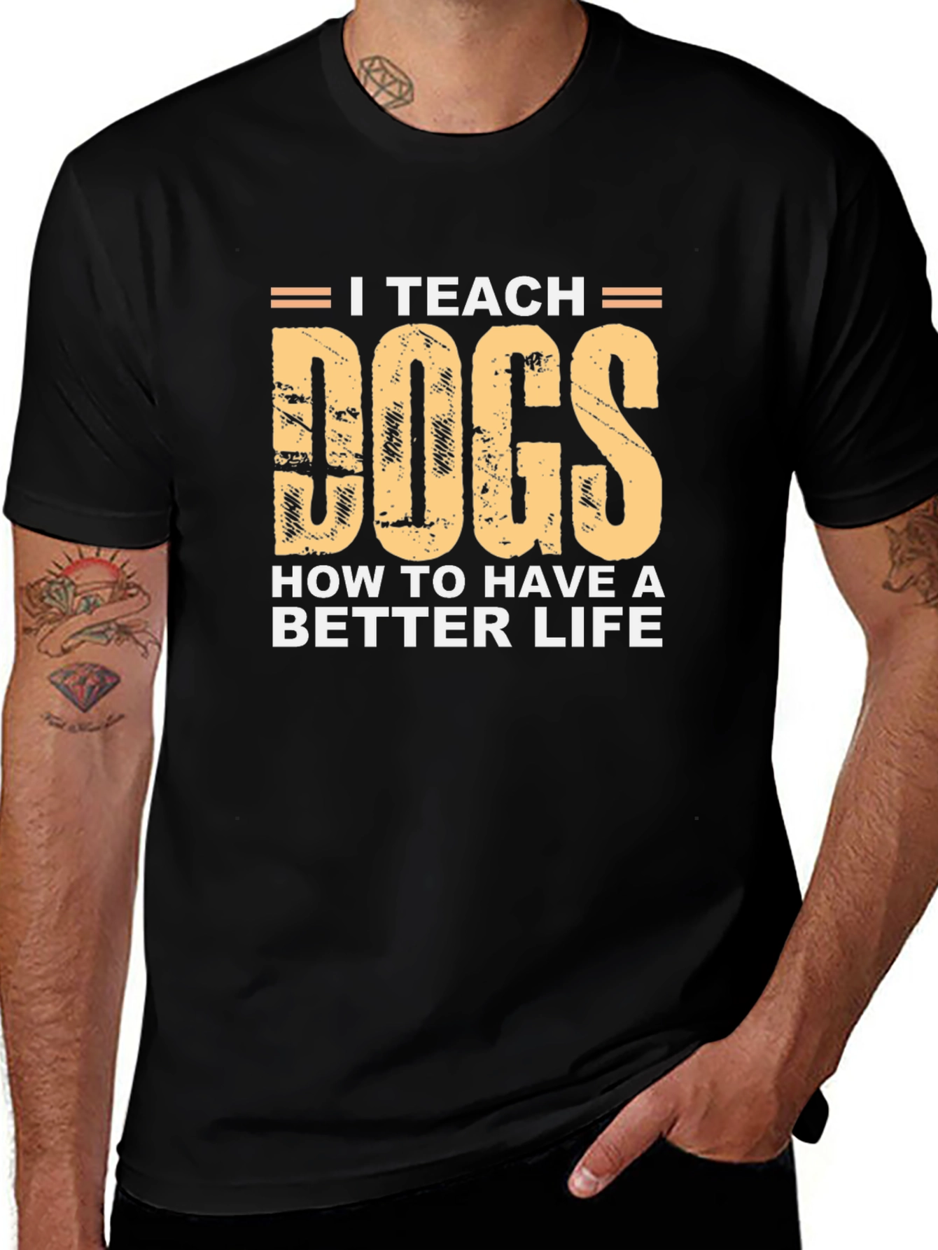 I Teach Dogs T-Shirt - Black Cotton Tee