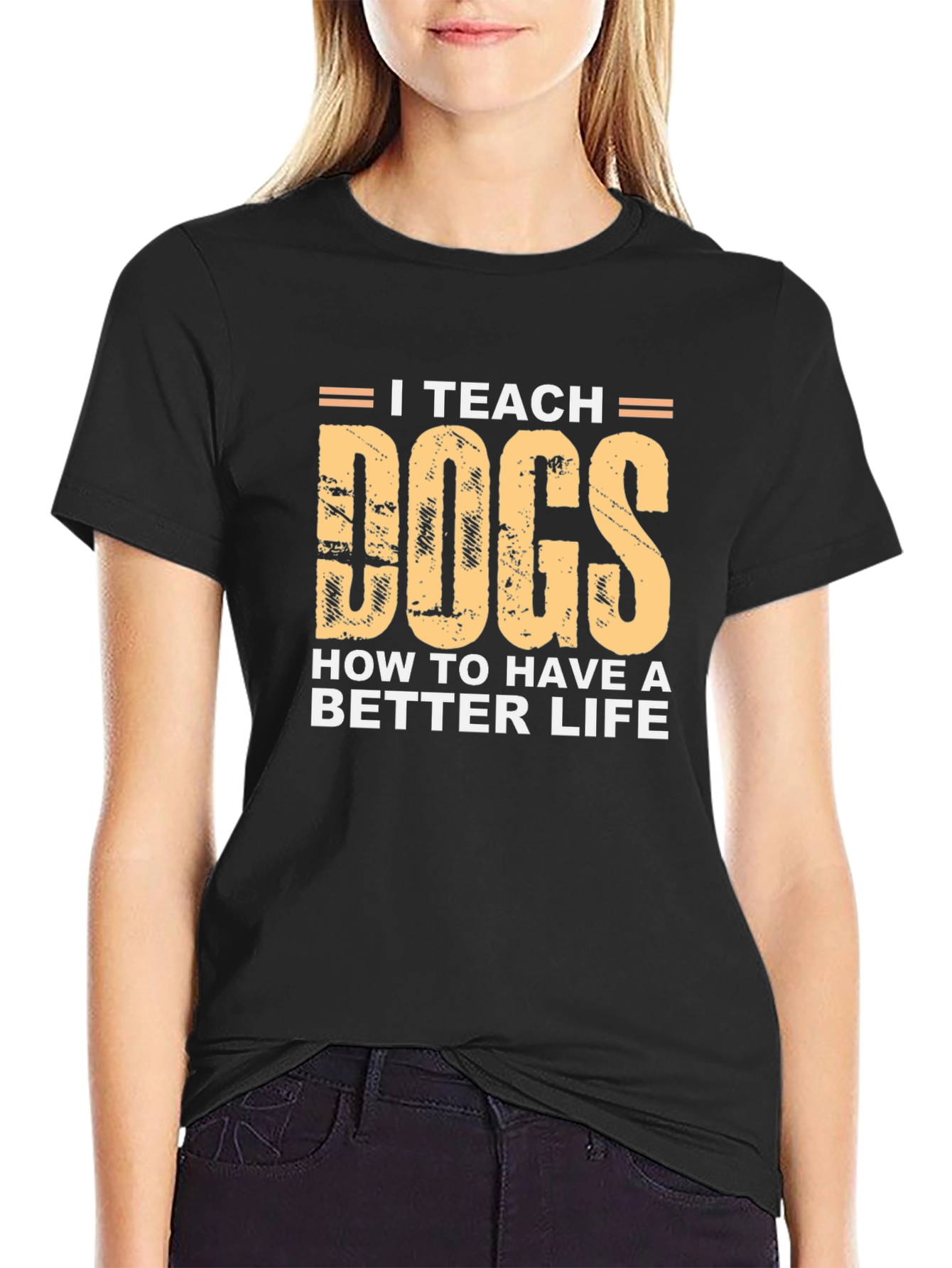 I Teach Dogs T-Shirt - Black Cotton Tee